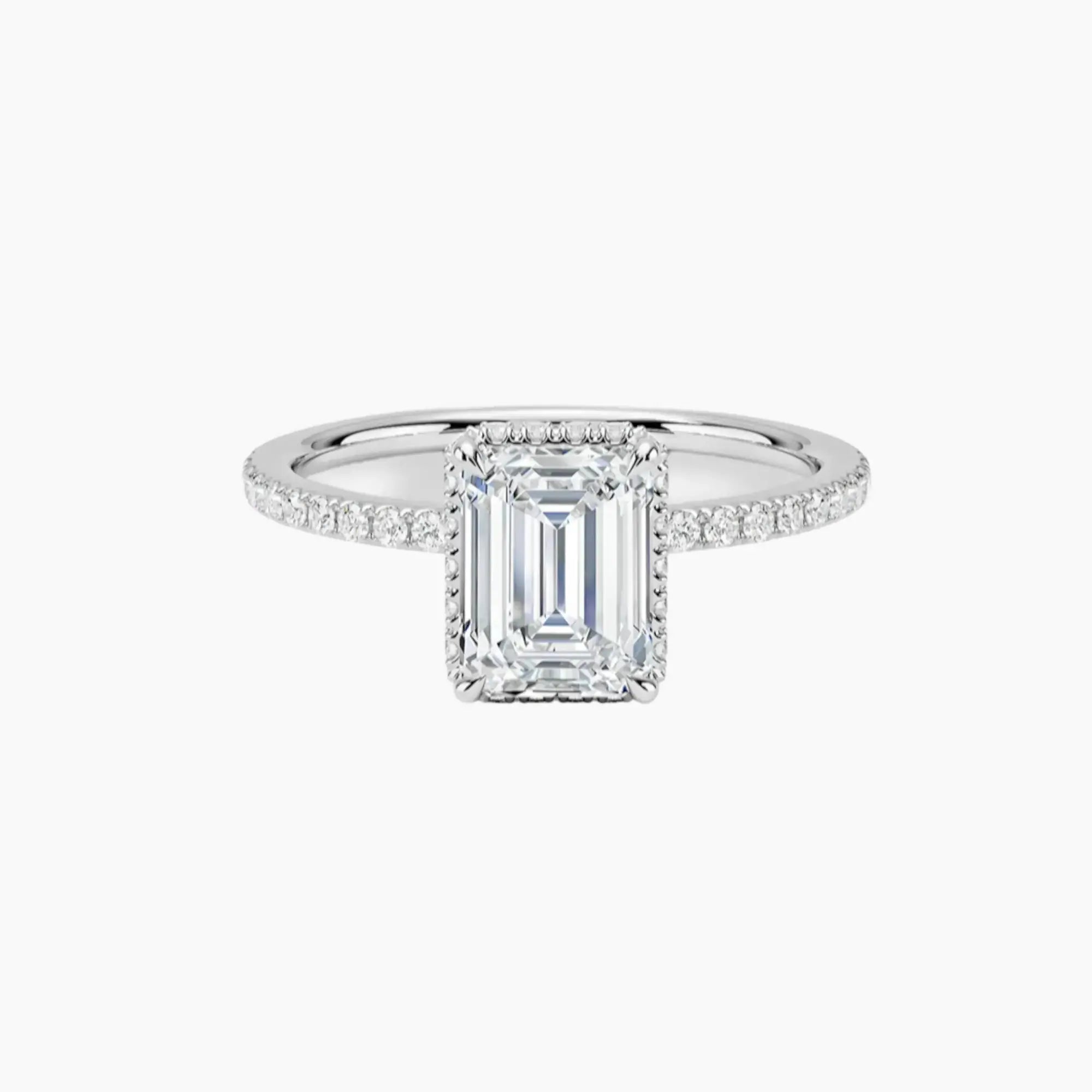 OBSER503 - Mirabel Pave Halo Emerald engagement ring setting view 1