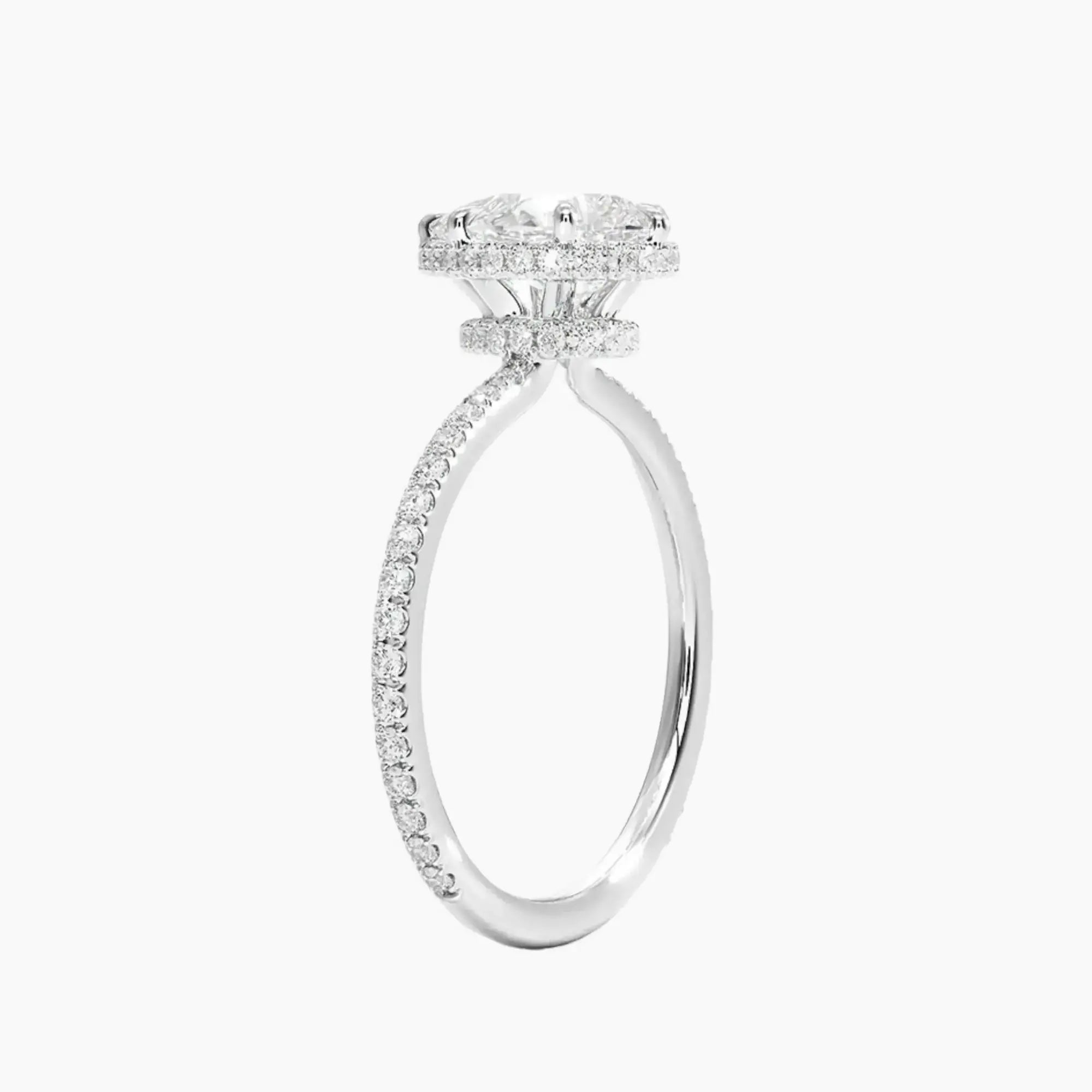 OBSER071 - Mirabel Pave Halo Pear engagement ring setting view 2