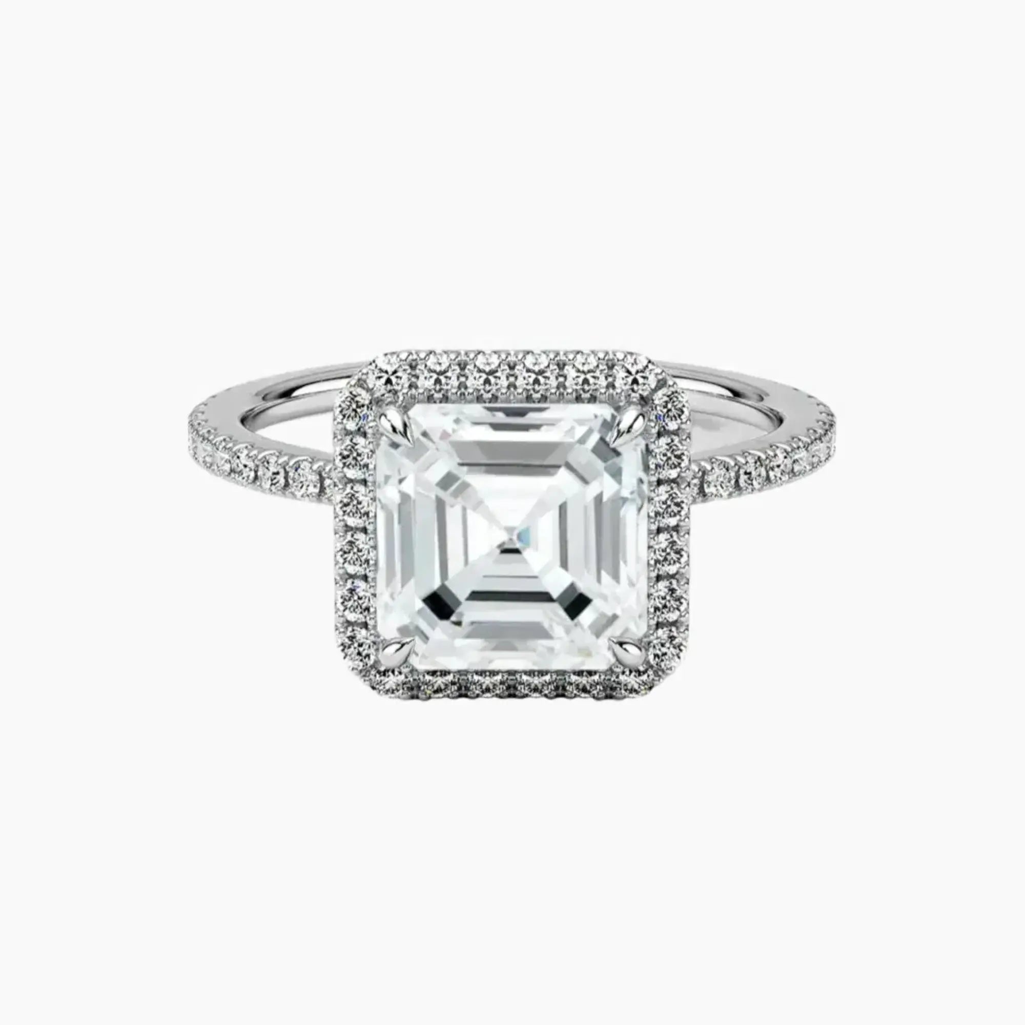 OBSER528 - Cassiopeia Pave Halo Asscher engagement ring setting view 1