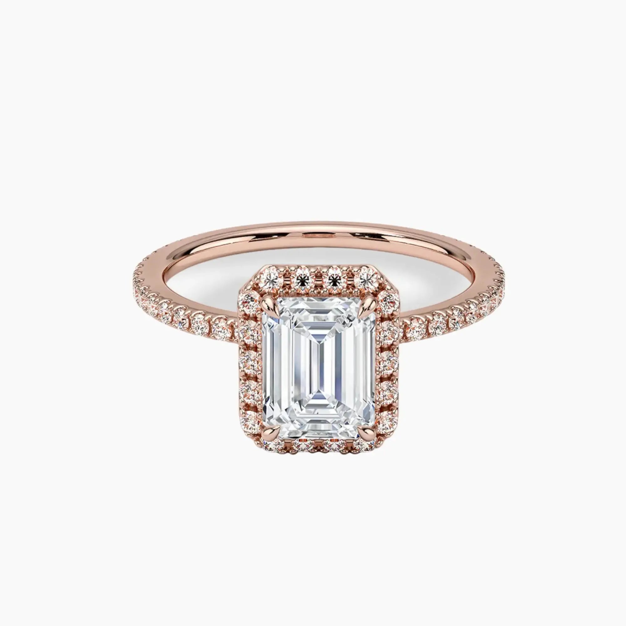 OBSER530 - Cassiopeia Pave Halo Emerald engagement ring setting view 4