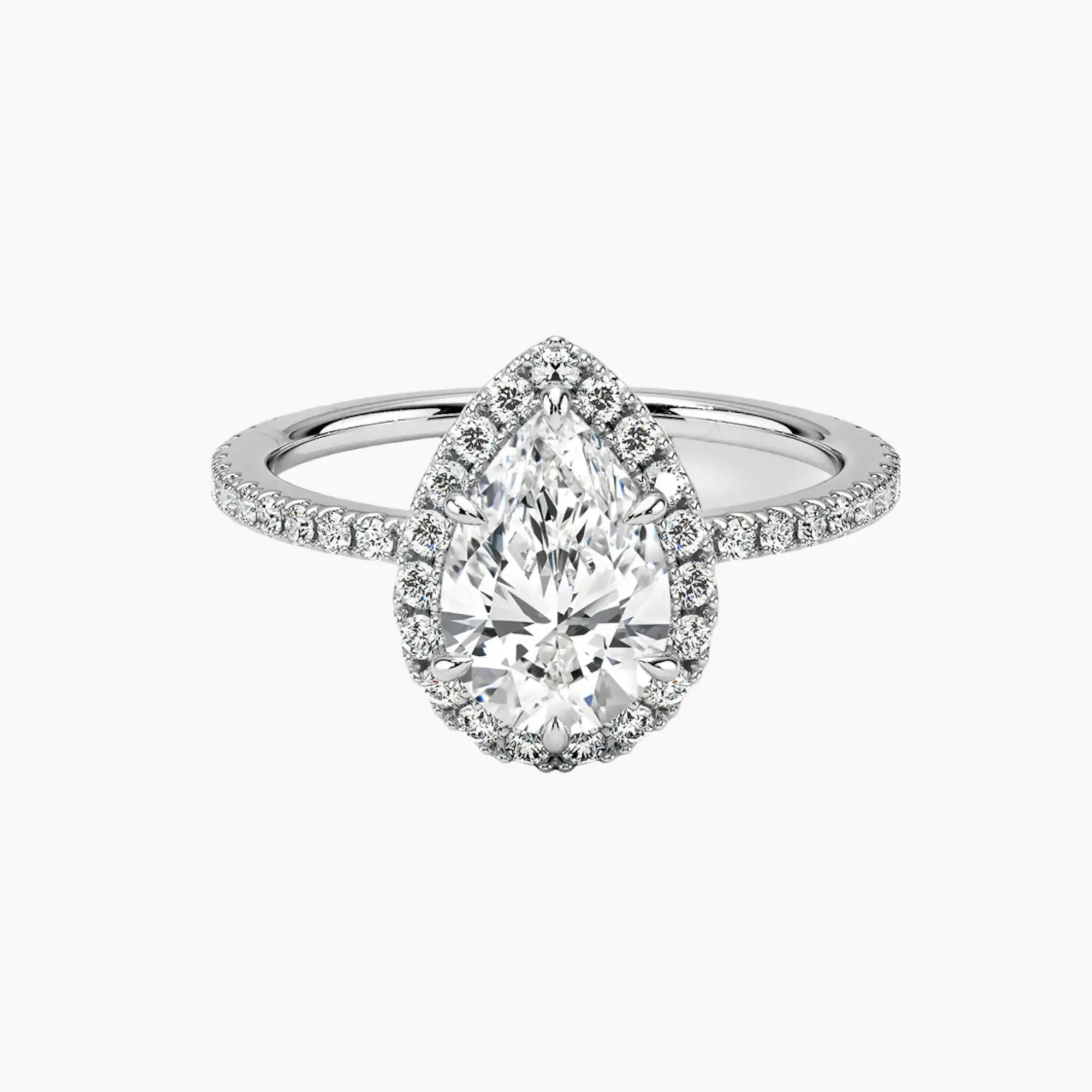 OBSER176 - Cassiopeia Pave Halo Pear engagement ring setting view 1