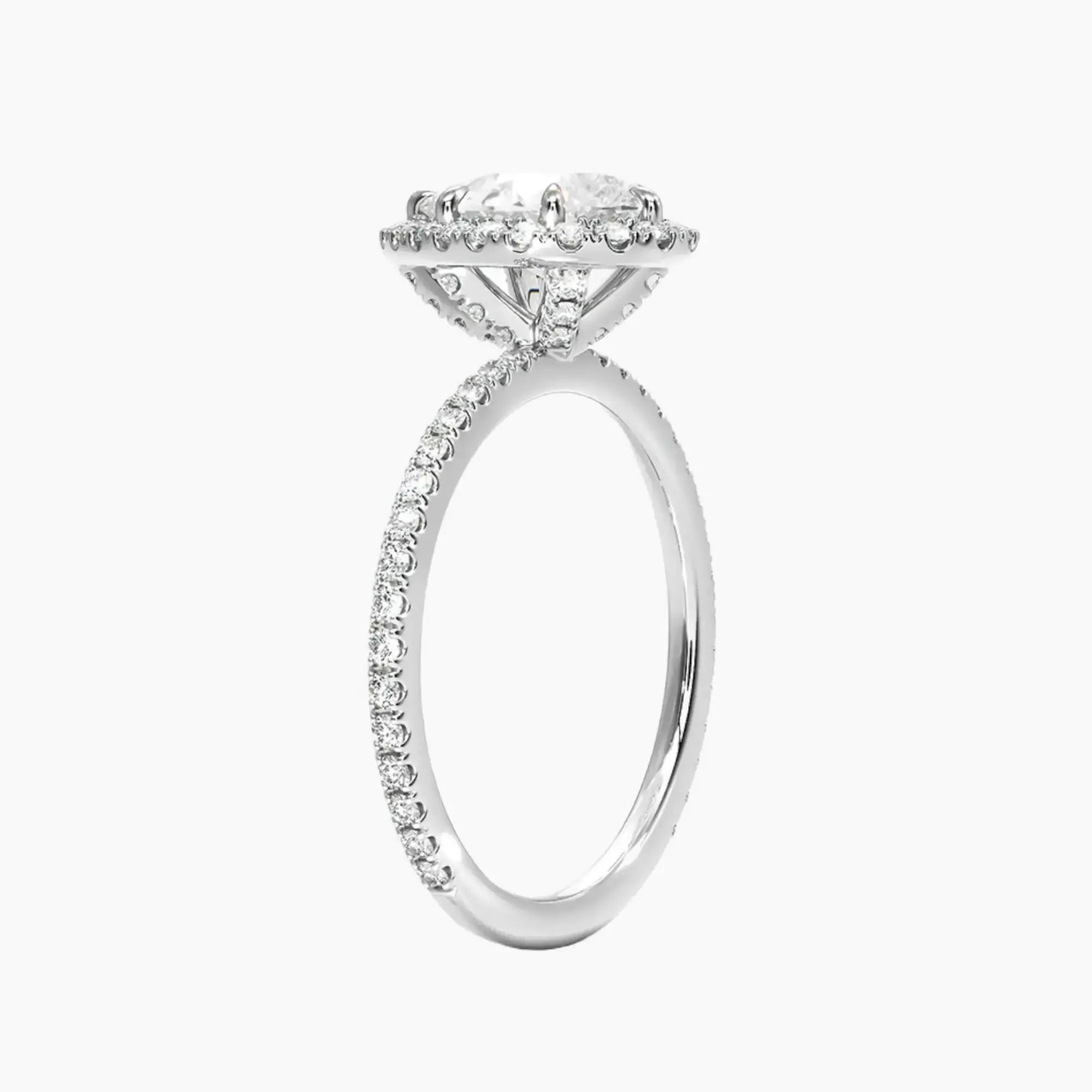 OBSER176 - Cassiopeia Pave Halo Pear engagement ring setting view 2