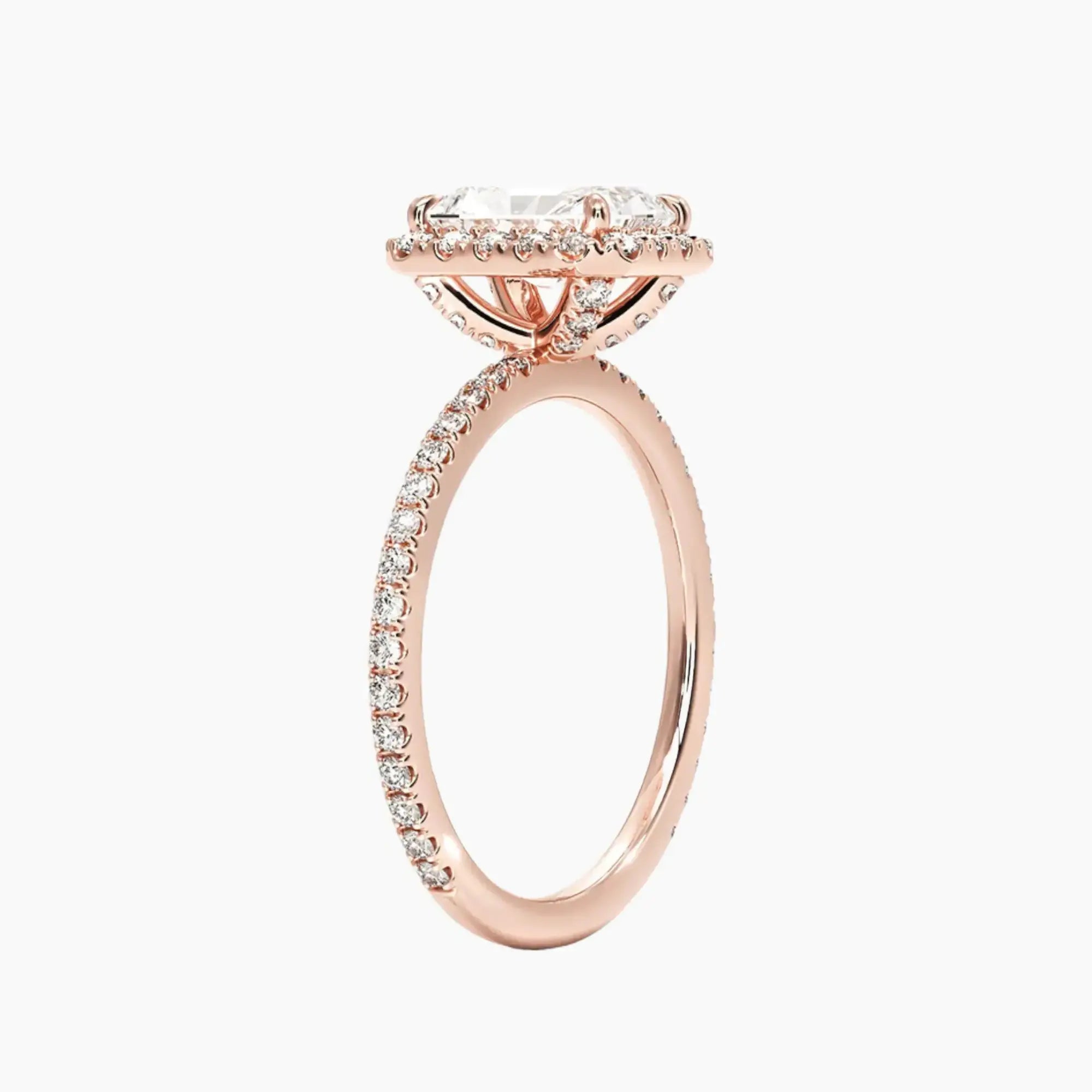 OBSER127 - Cassiopeia Pave Halo Radiant engagement ring setting view 5