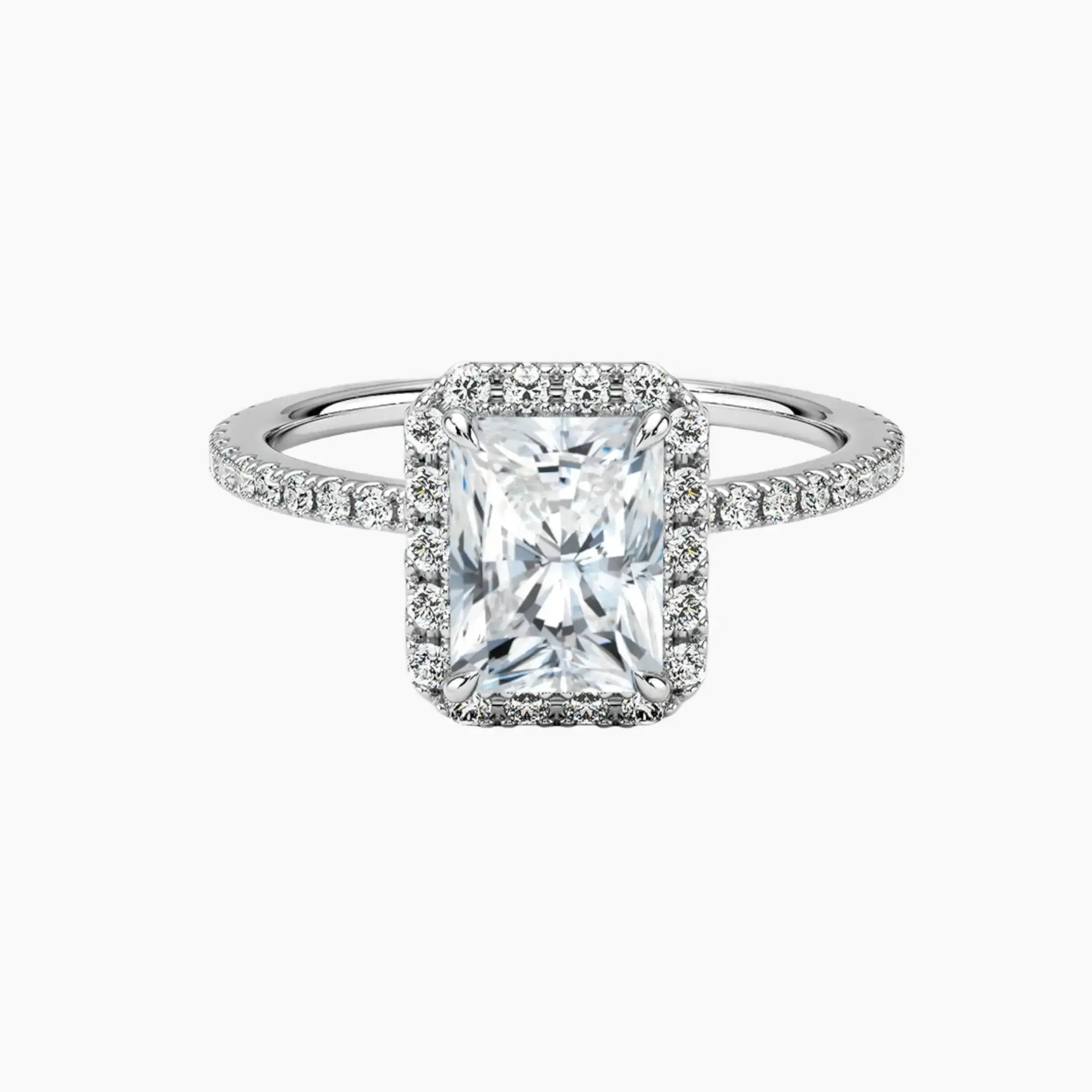 OBSER127 - Cassiopeia Pave Halo Radiant engagement ring setting view 1