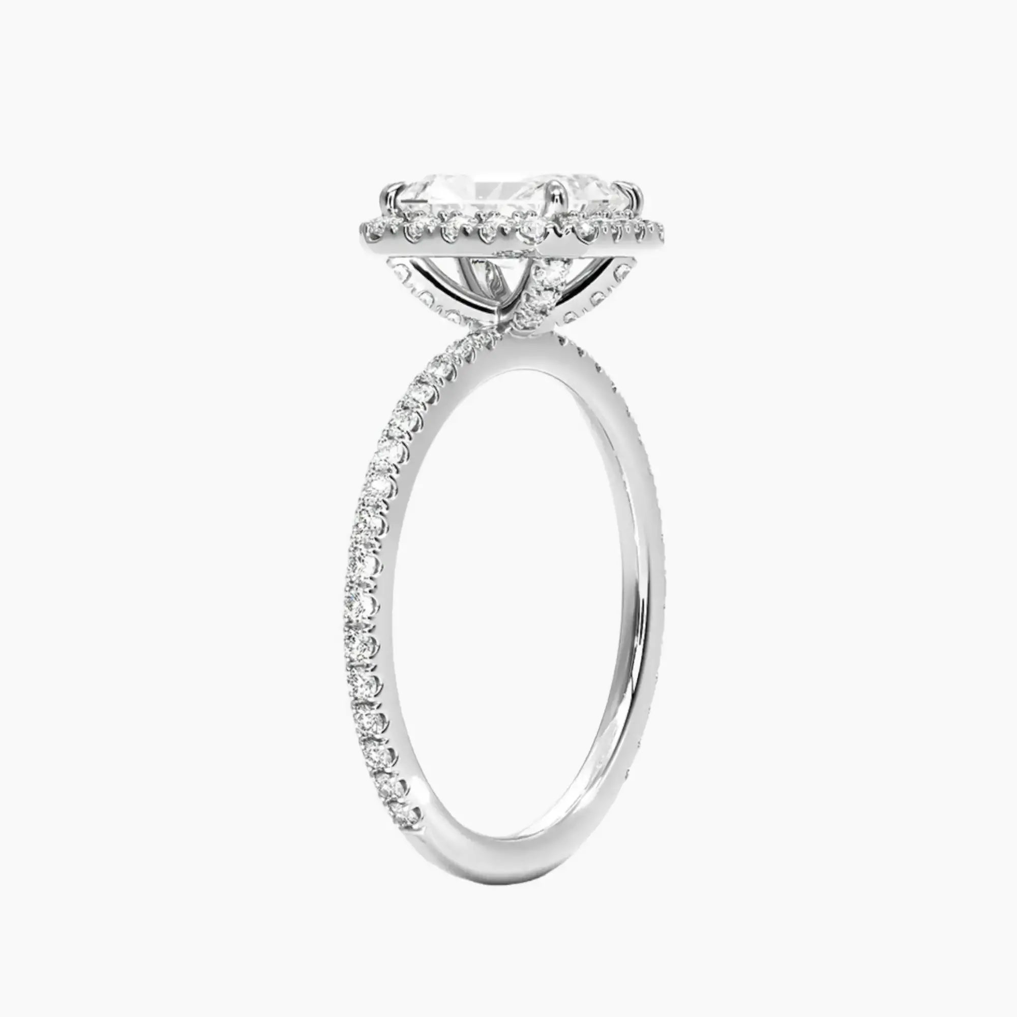 OBSER127 - Cassiopeia Pave Halo Radiant engagement ring setting view 2