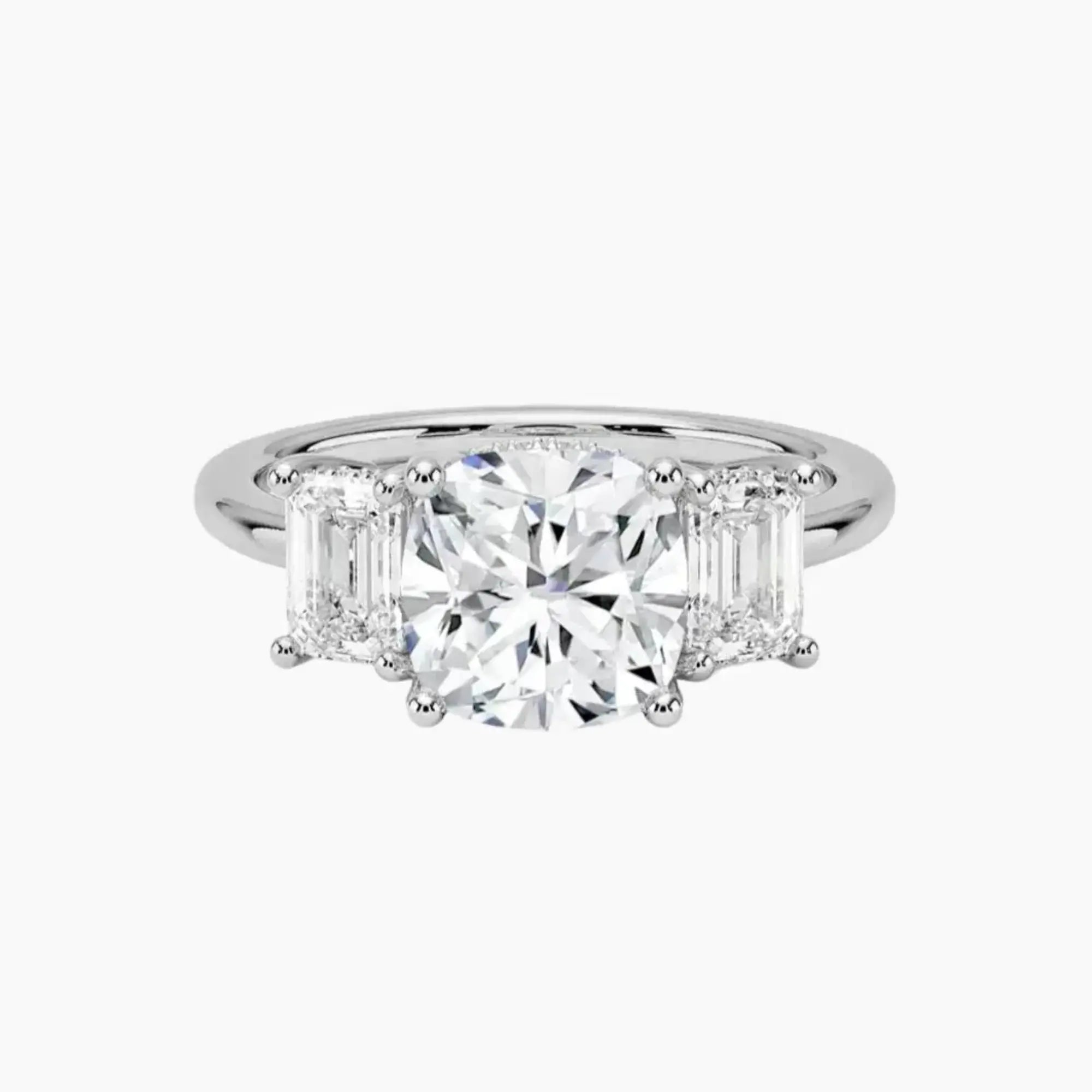 OBSER186 - Aurelia Hidden Halo Three Stone Cushion engagement ring setting view 1