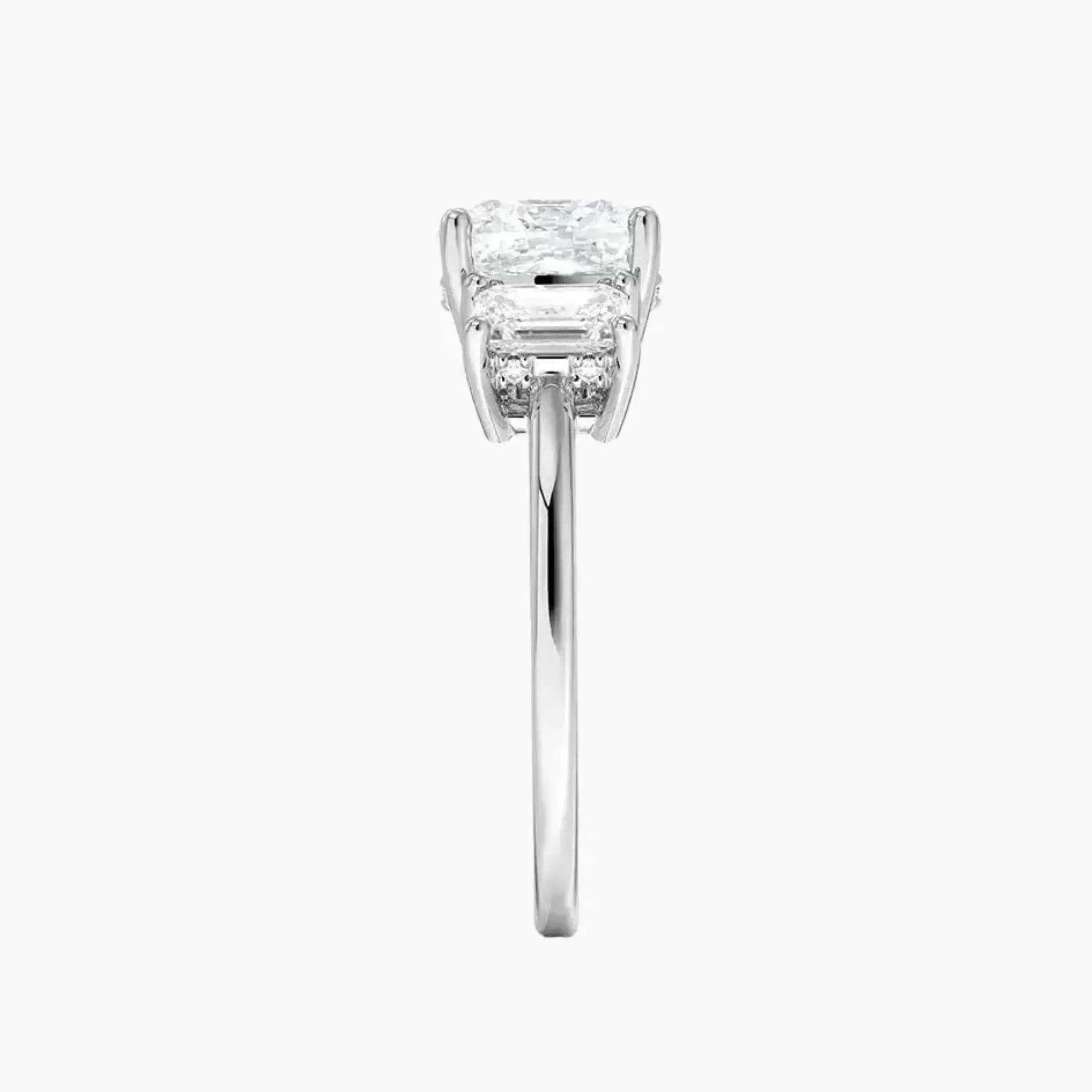 OBSER186 - Aurelia Hidden Halo Three Stone Cushion engagement ring setting view 3