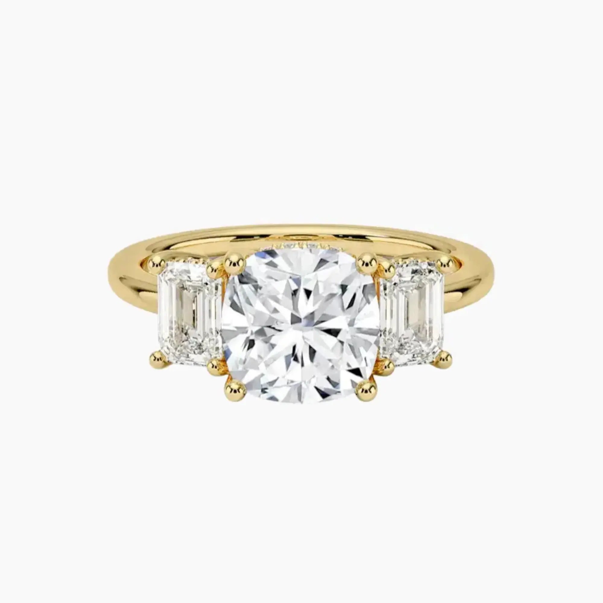 OBSER186 - Aurelia Hidden Halo Three Stone Cushion engagement ring setting view 7