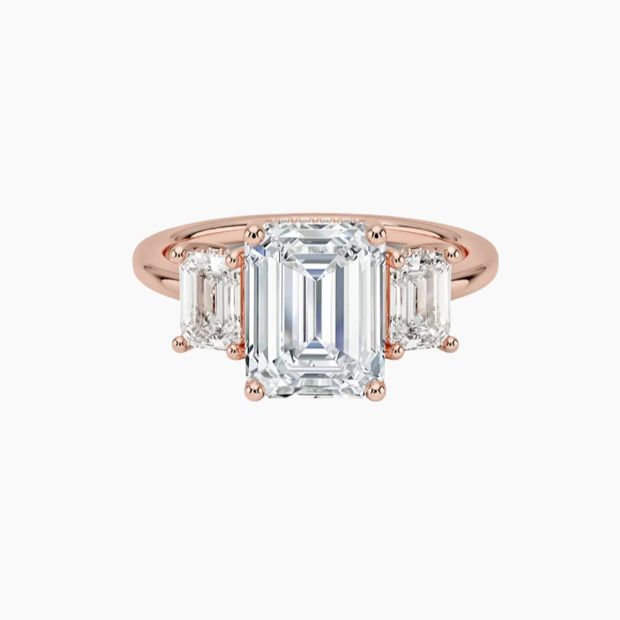 OBSER649 - Aurelia Hidden Halo Three Stone Emerald engagement ring setting view 4