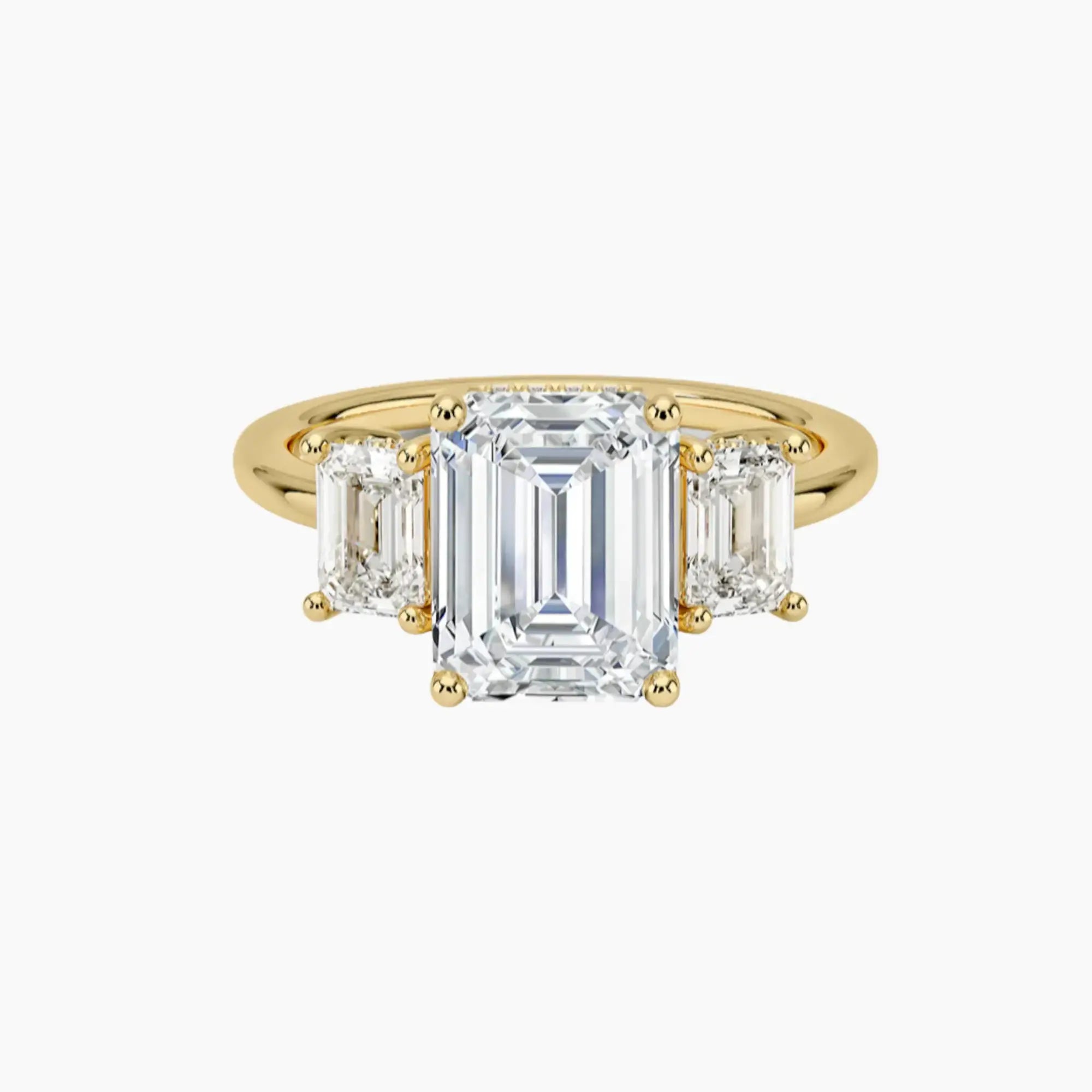 OBSER649 - Aurelia Hidden Halo Three Stone Emerald engagement ring setting view 7
