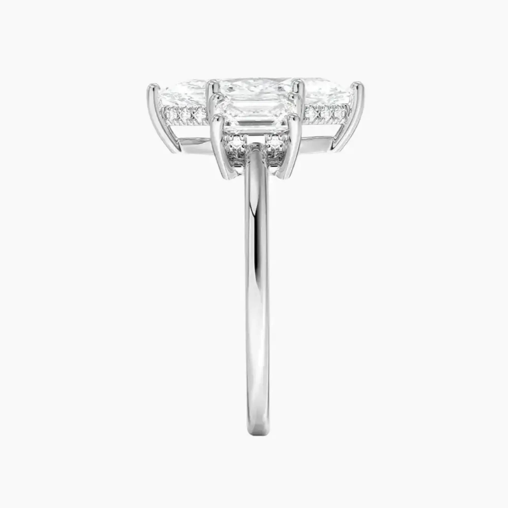 OBSER648 - Aurelia Hidden Halo Three Stone Marquise engagement ring setting view 3