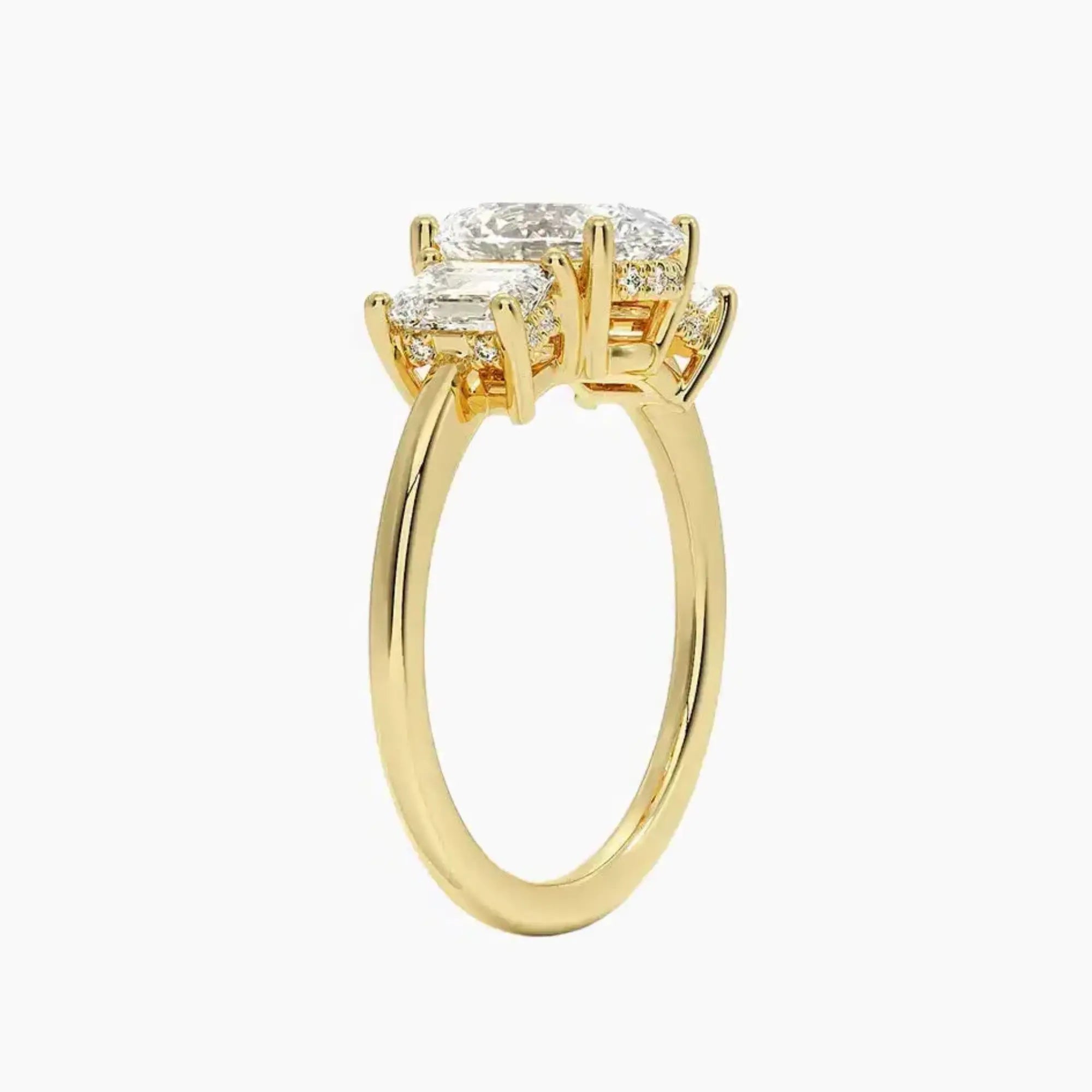 OBSER651 - Aurelia Hidden Halo Three Stone Oval engagement ring setting view 8