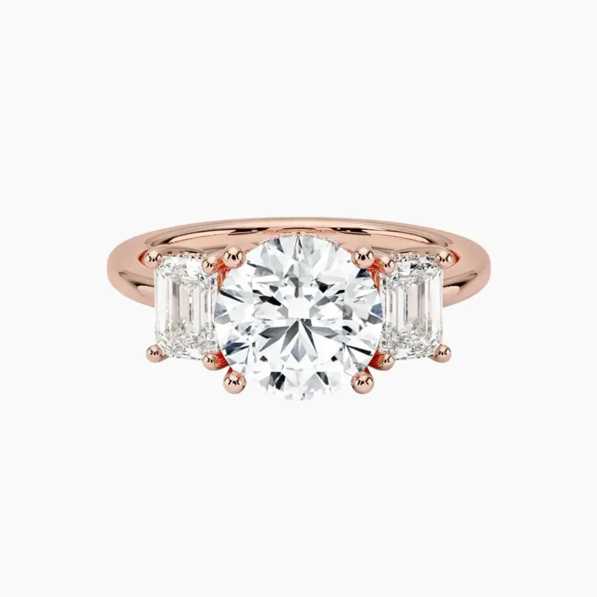 OBSER652 - Aurelia Hidden Halo Three Stone Round engagement ring setting view 4