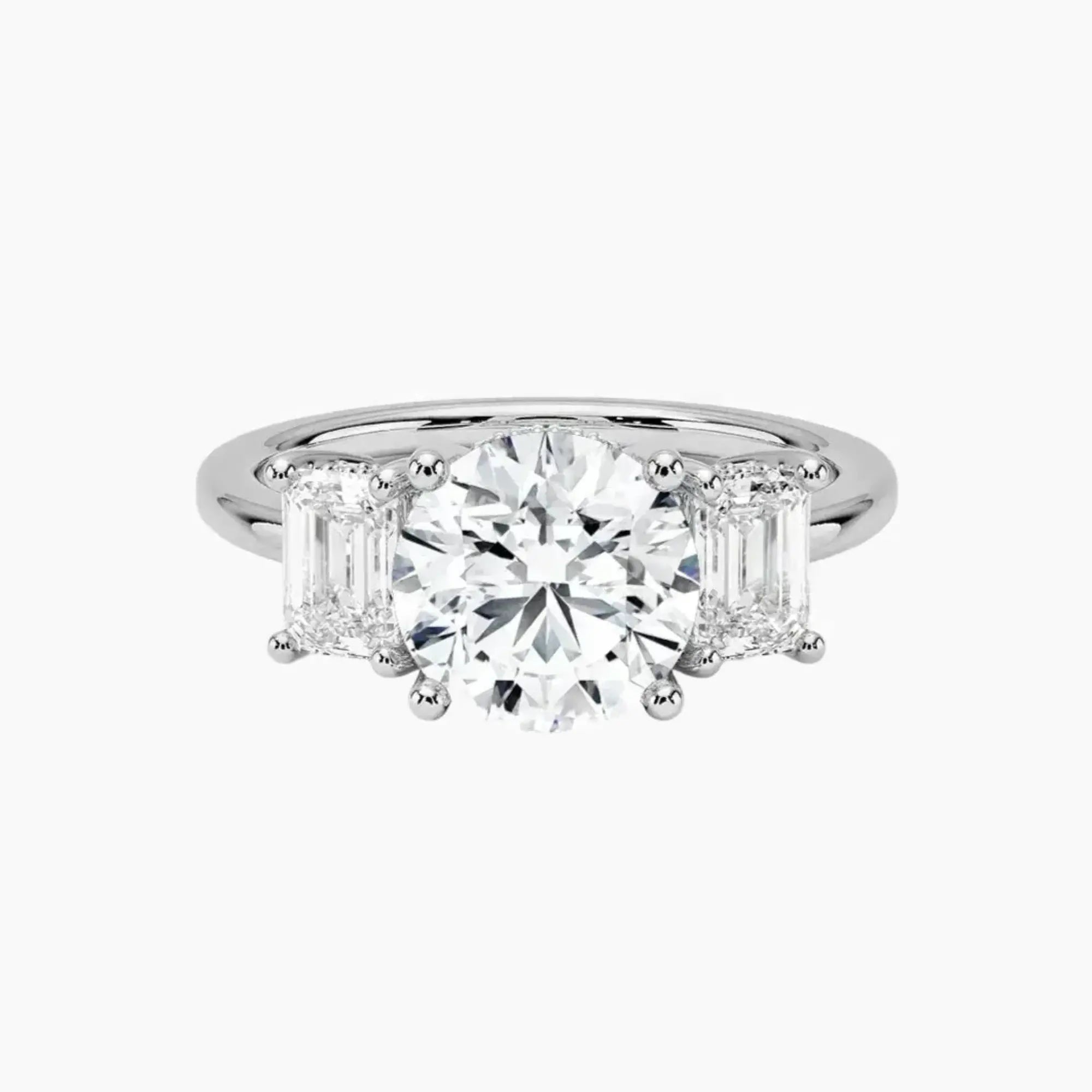 OBSER652 - Aurelia Hidden Halo Three Stone Round engagement ring setting view 1