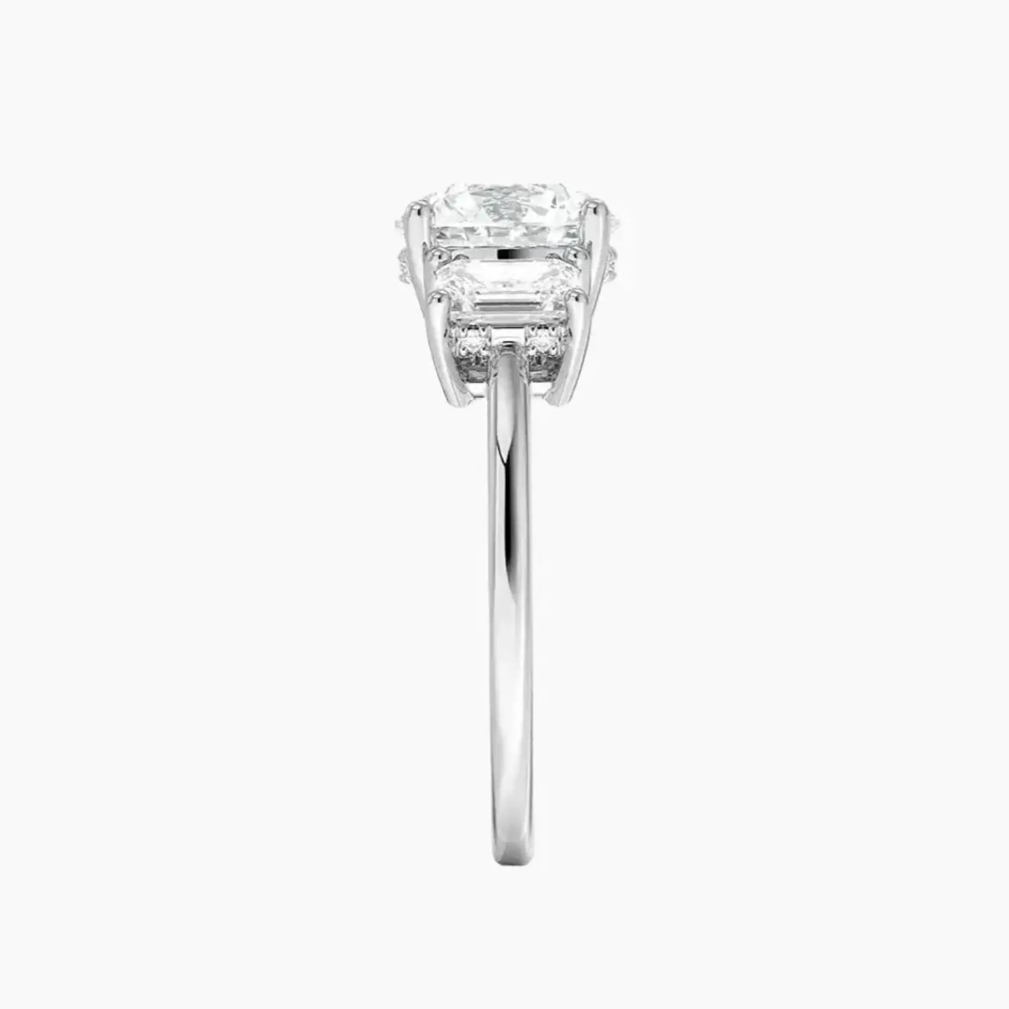 OBSER652 - Aurelia Hidden Halo Three Stone Round engagement ring setting view 3