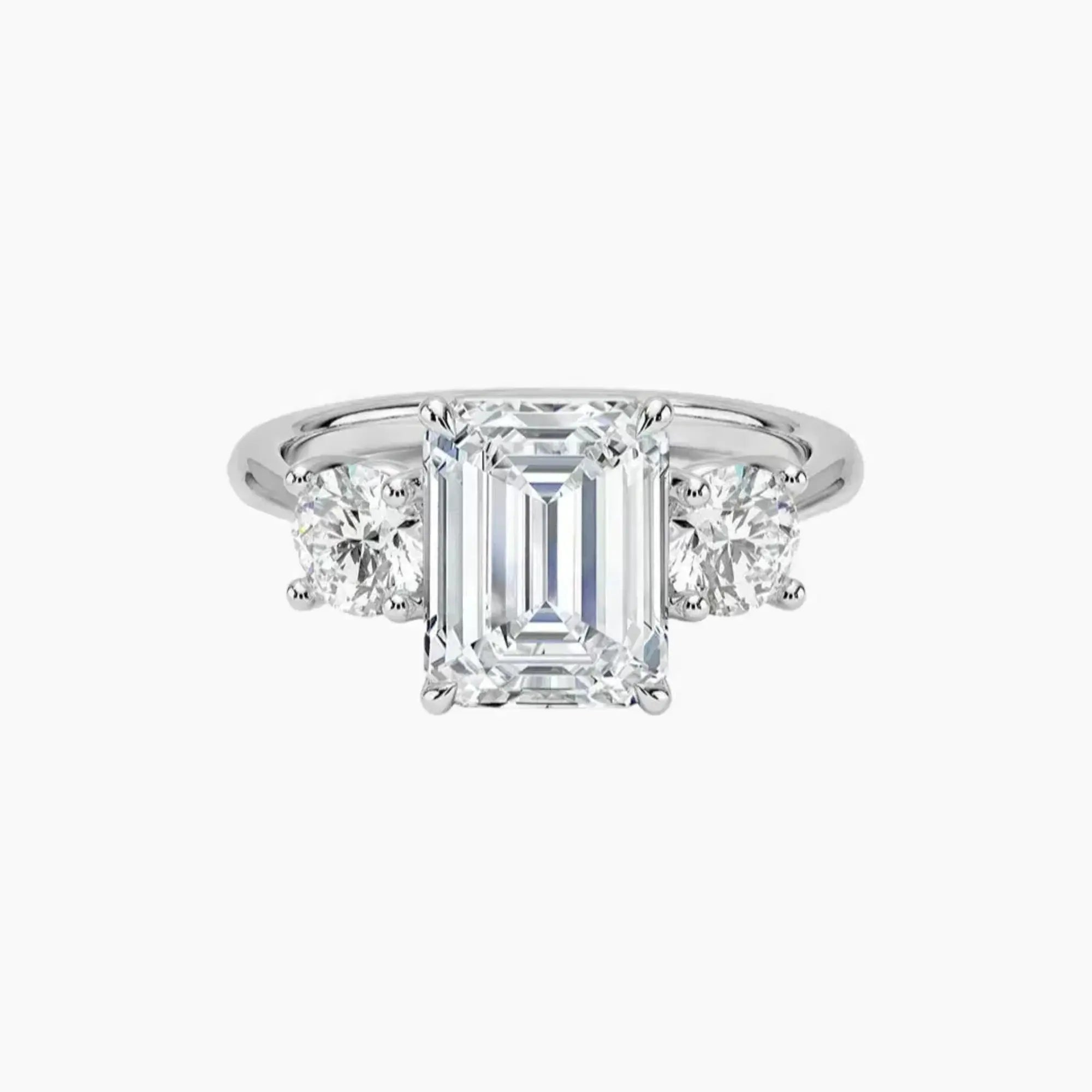 OBSER599 - Seraphina Three Stone Emerald engagement ring setting view 1