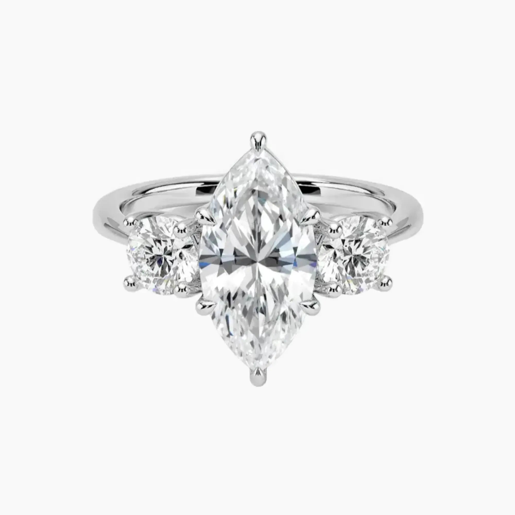 OBSER598 - Seraphina Three Stone Marquise engagement ring setting view 1