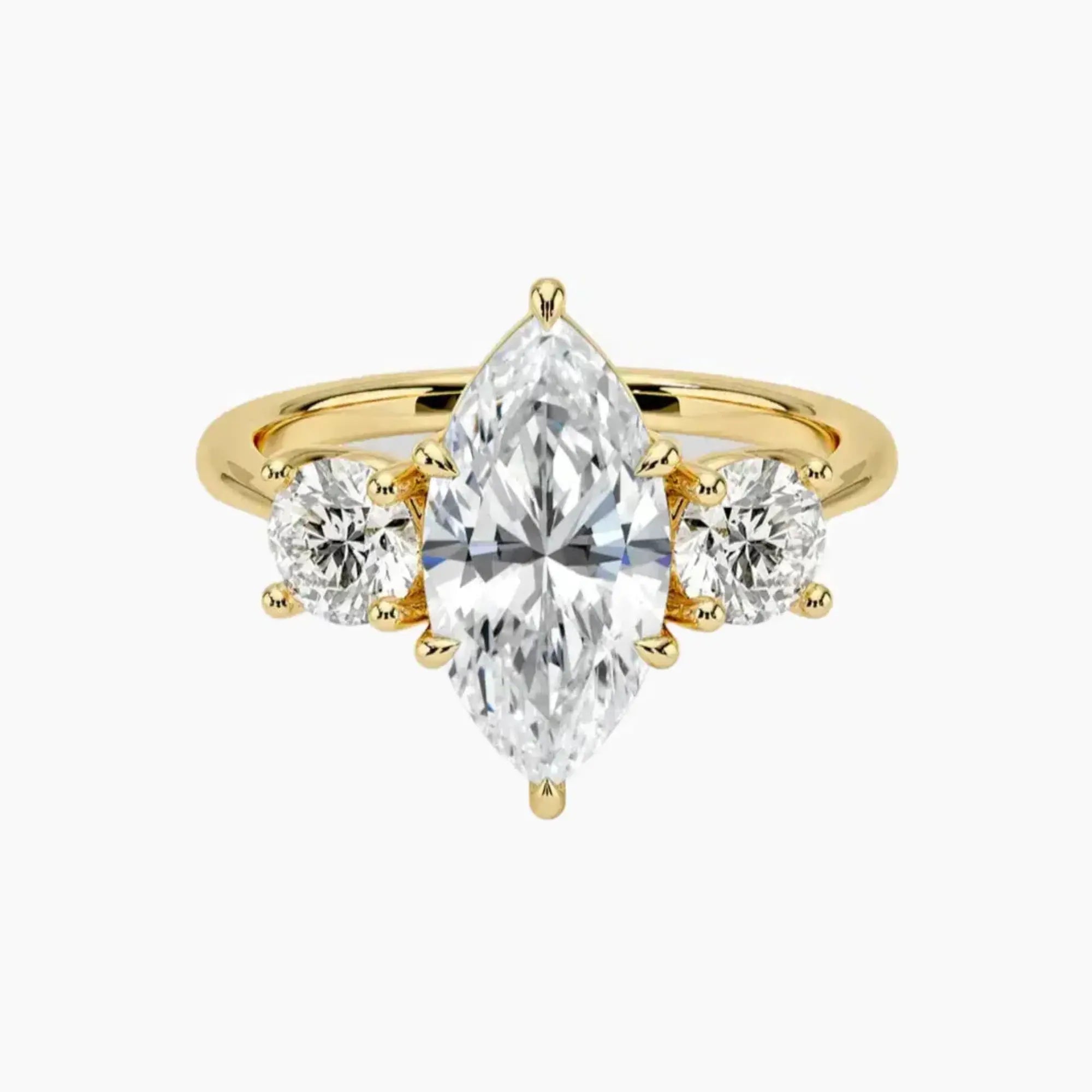 OBSER598 - Seraphina Three Stone Marquise engagement ring setting view 7