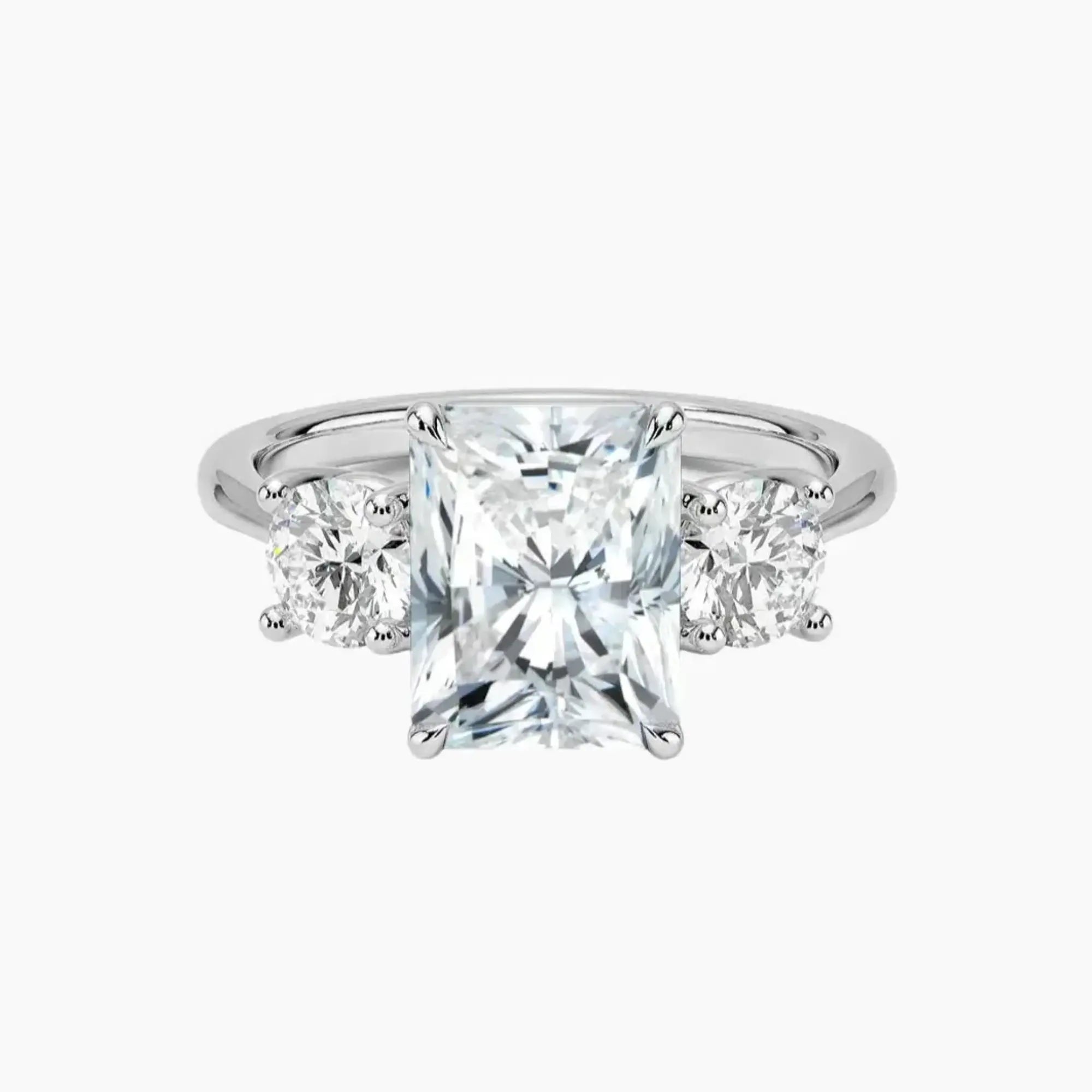OBSER596 - Seraphina Three Stone Radiant engagement ring setting view 1
