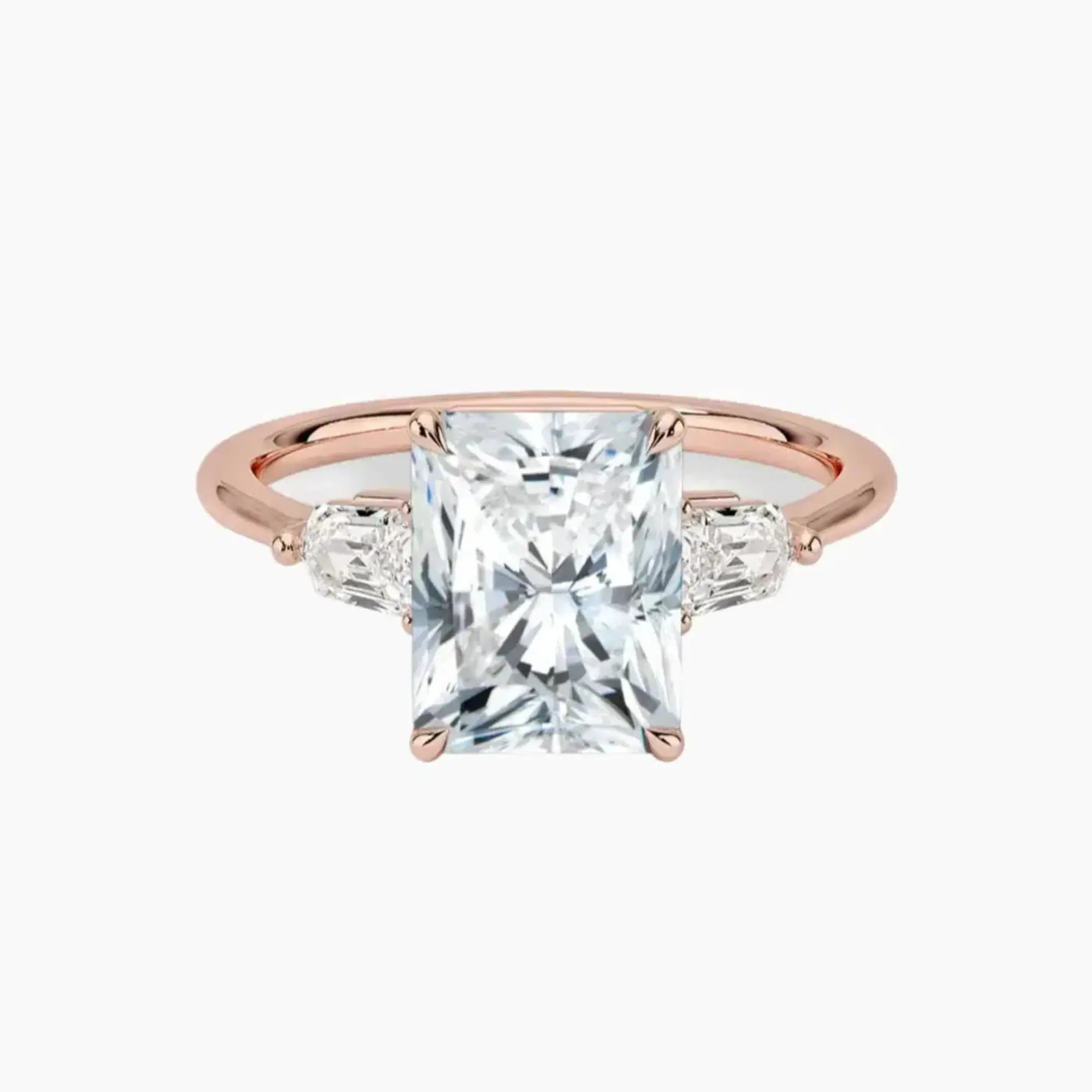 OBSER542 - Thalassa Three Stone Radiant engagement ring setting view 4