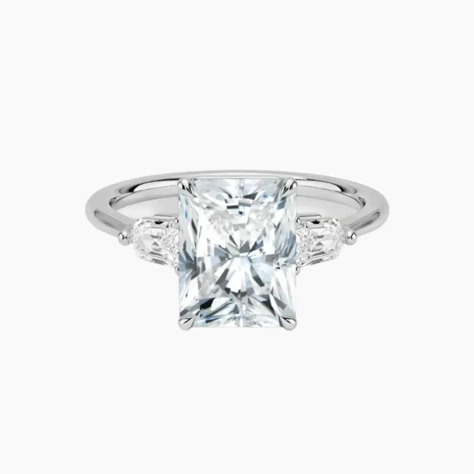 OBSER542 - Thalassa Three Stone Radiant engagement ring setting view 1