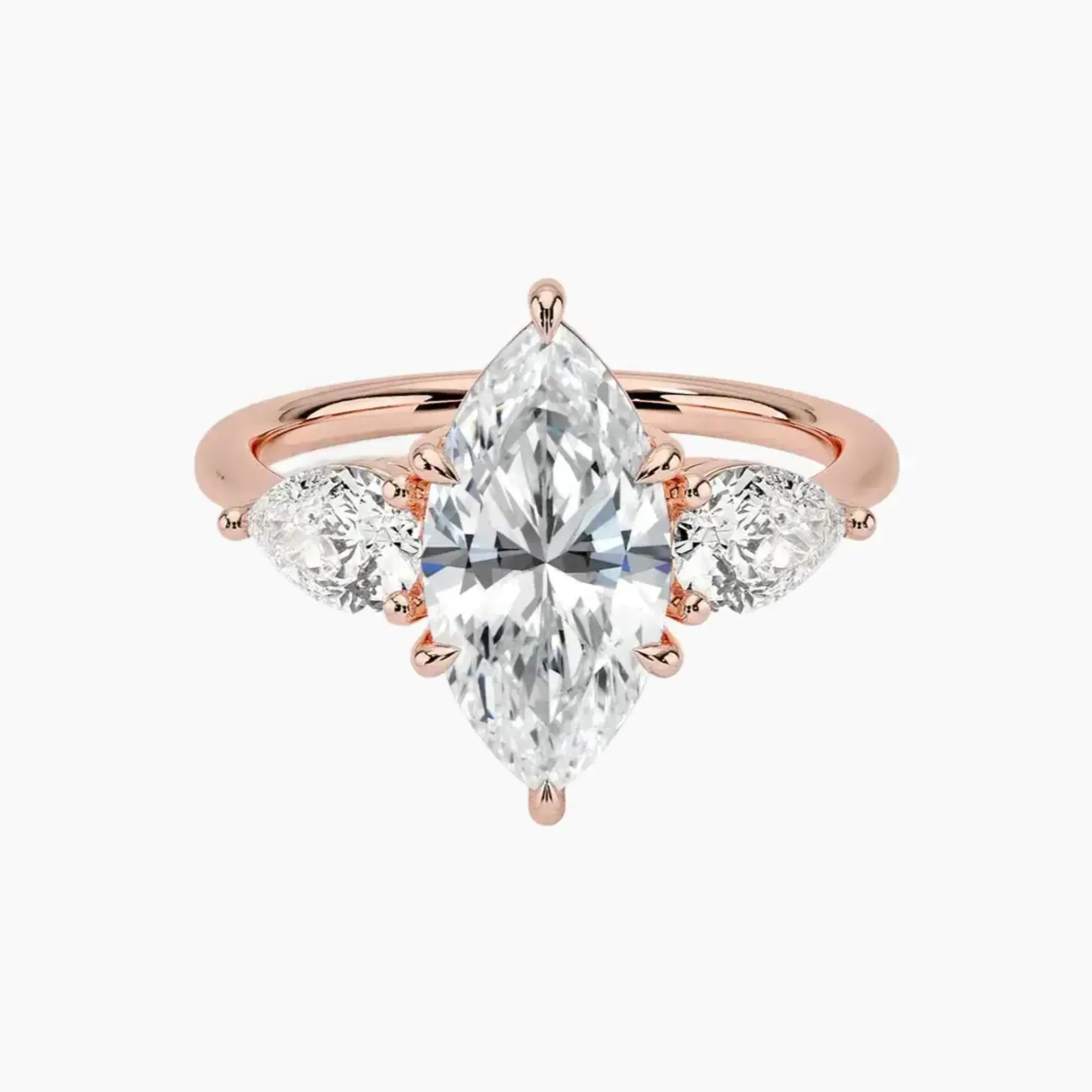 OBSER106 - Calliope Three Stone Marquise engagement ring setting view 4