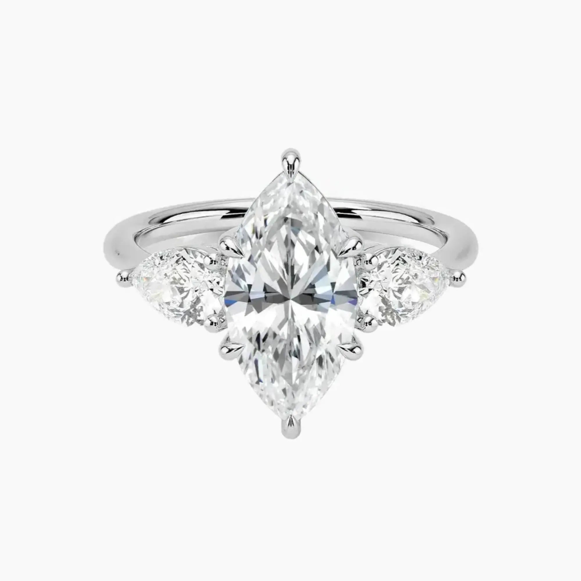 OBSER106 - Calliope Three Stone Marquise engagement ring setting view 1