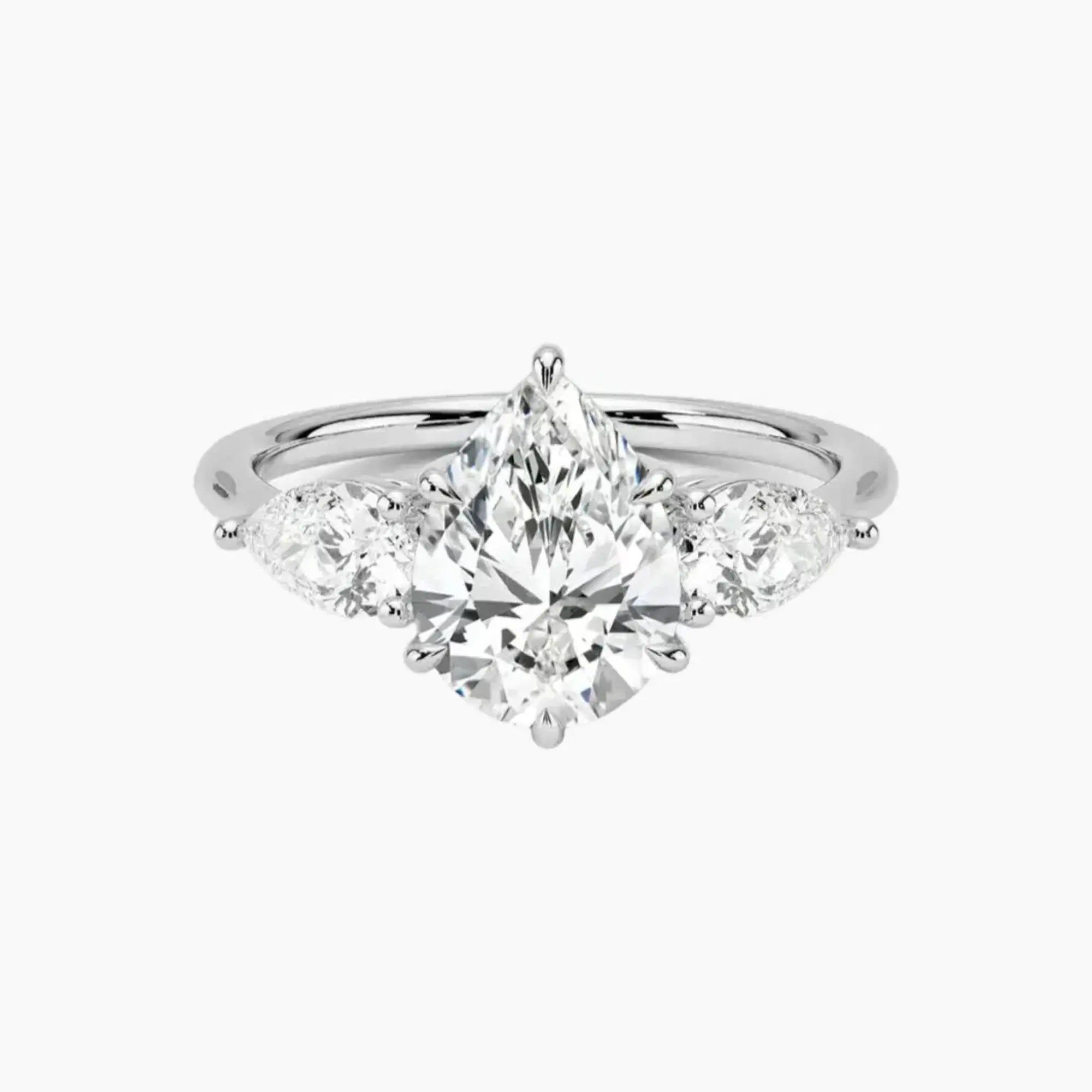 OBSER643 - Calliope Three Stone Pear engagement ring setting view 1