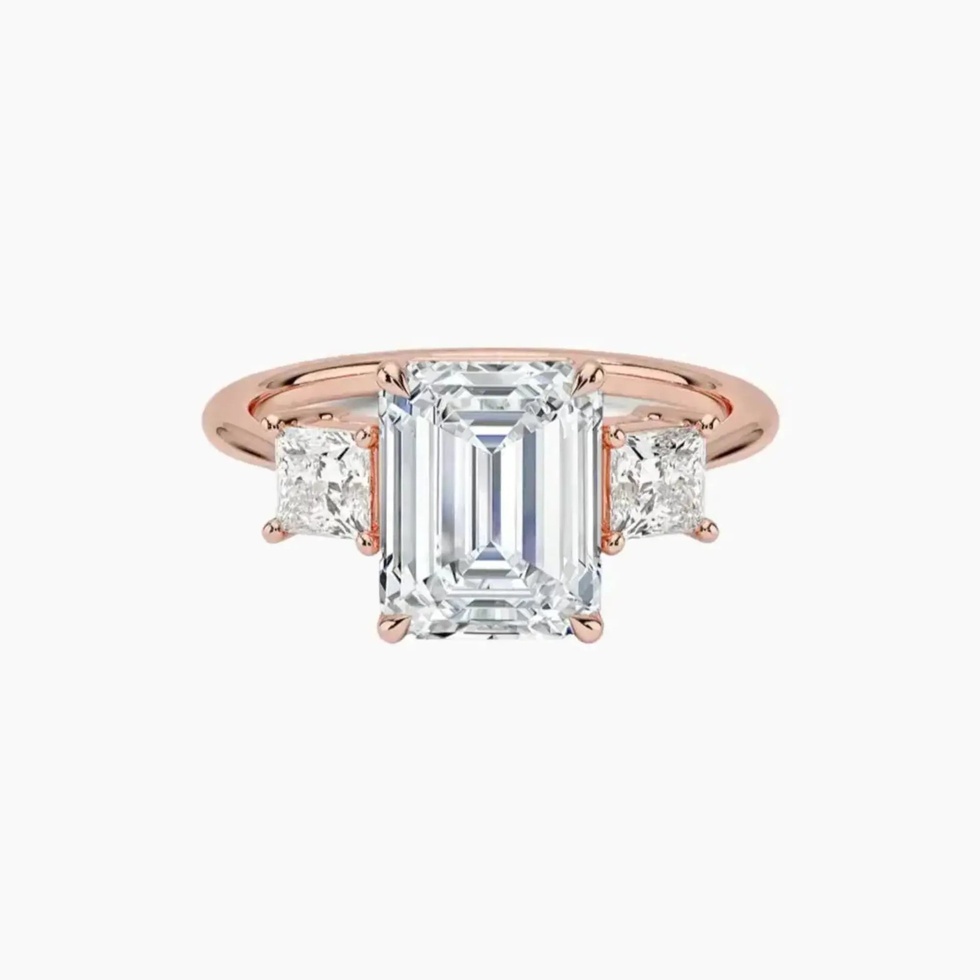 OBSER536 - Vespera Three Stone Emerald engagement ring setting view 4