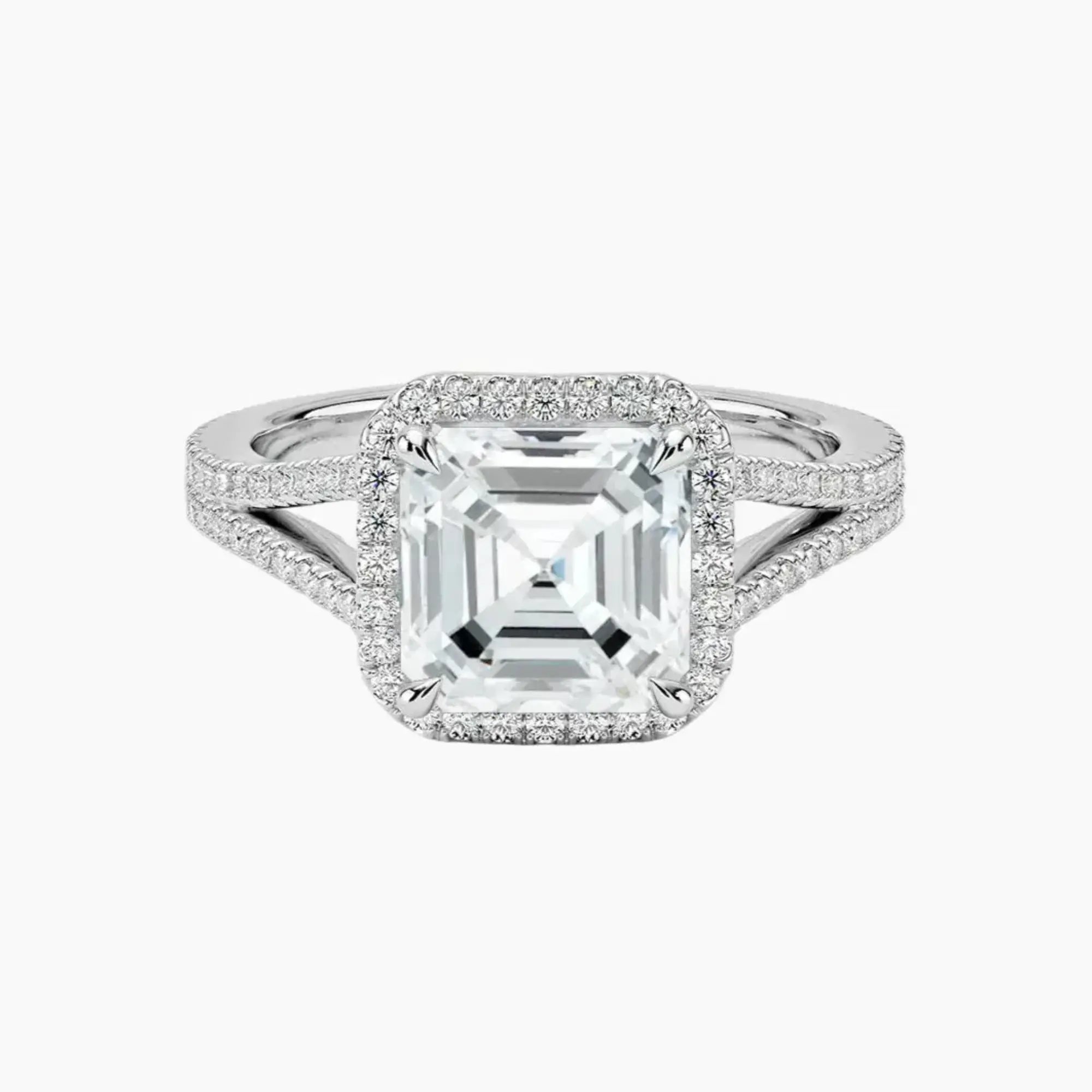 OBSER467 - Zephyrine Halo Asscher engagement ring setting view 1