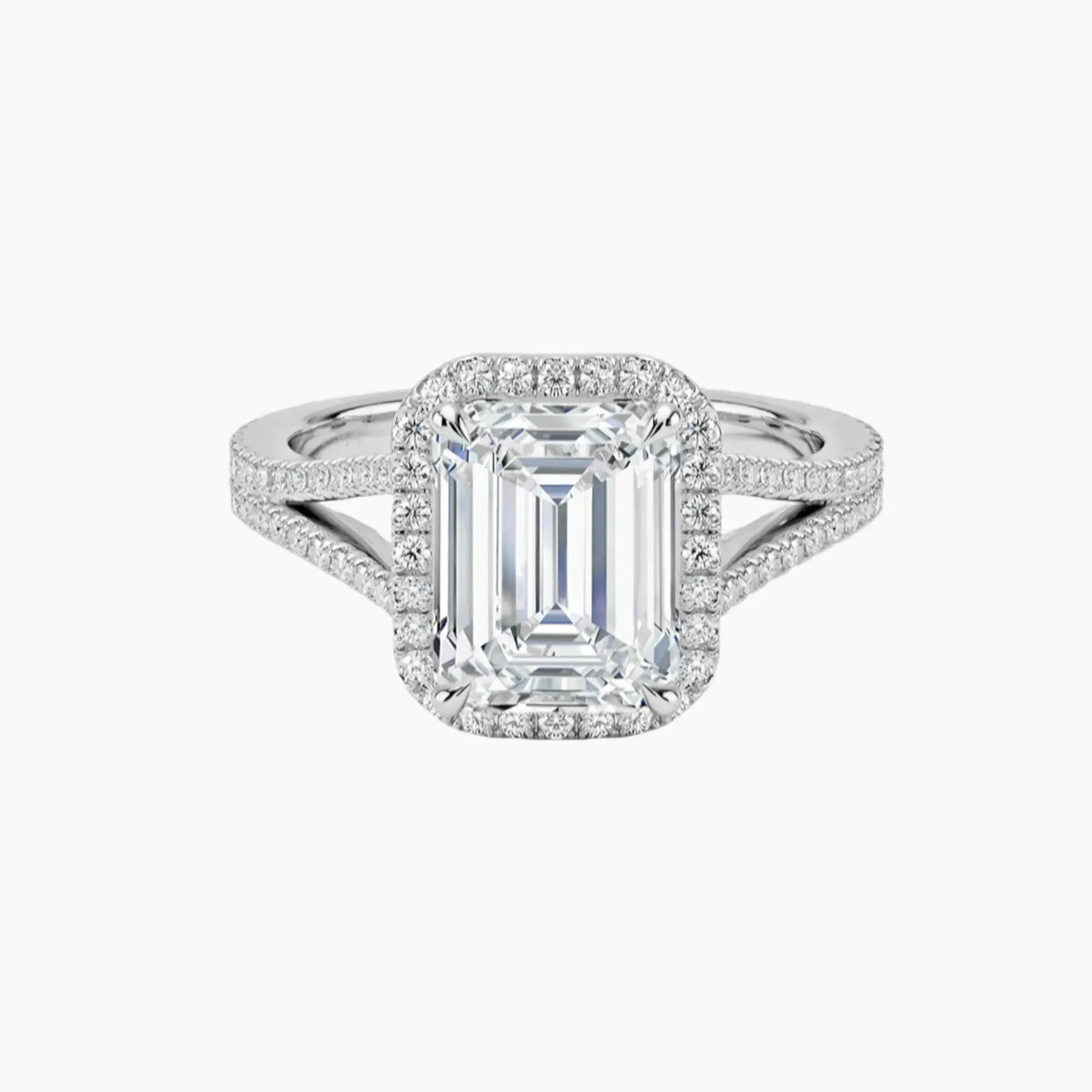 OBSER469 - Zephyrine Halo Emerald engagement ring setting view 1