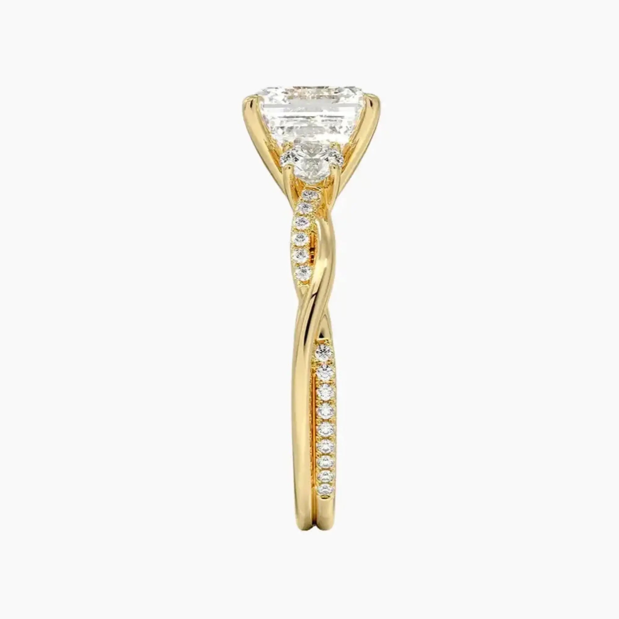 OBSER616 - Calista Three Stone Asscher Twisted engagement ring setting view 9