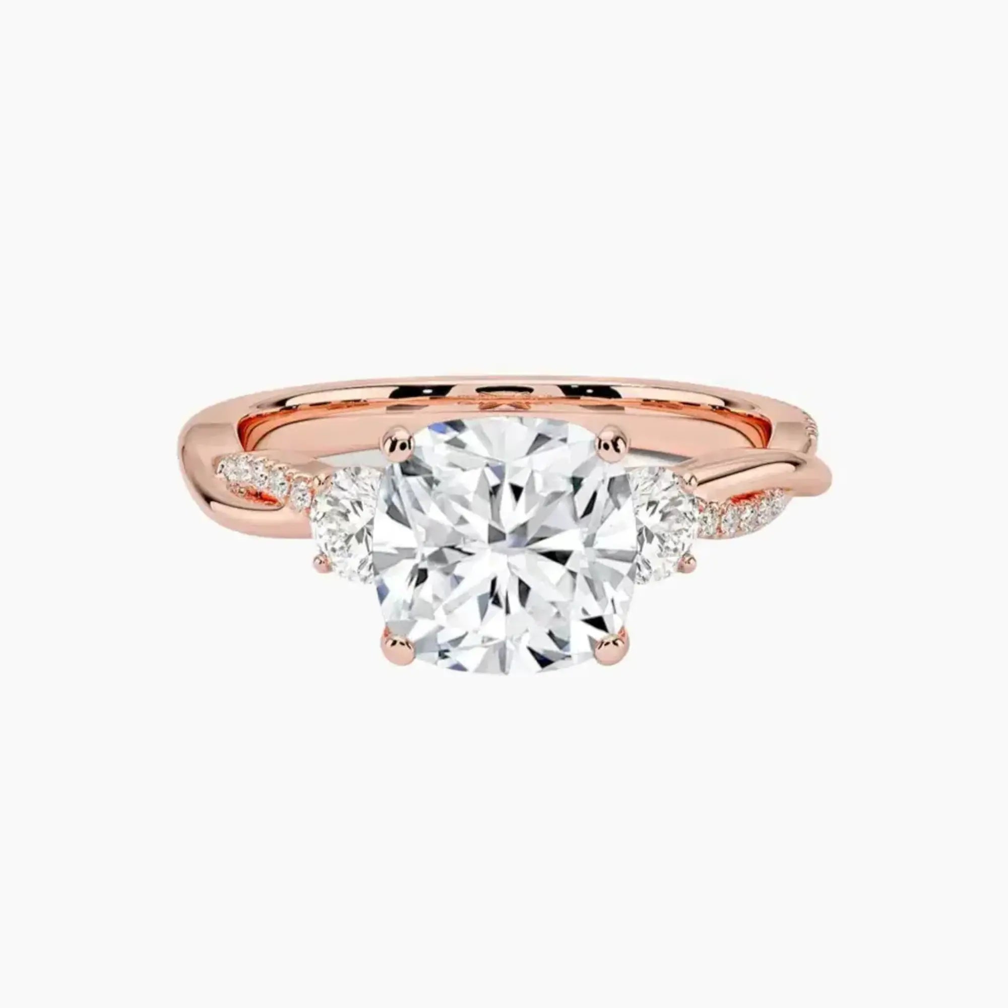 OBSER620 - Calista Three Stone Cushion Twisted engagement ring setting view 4
