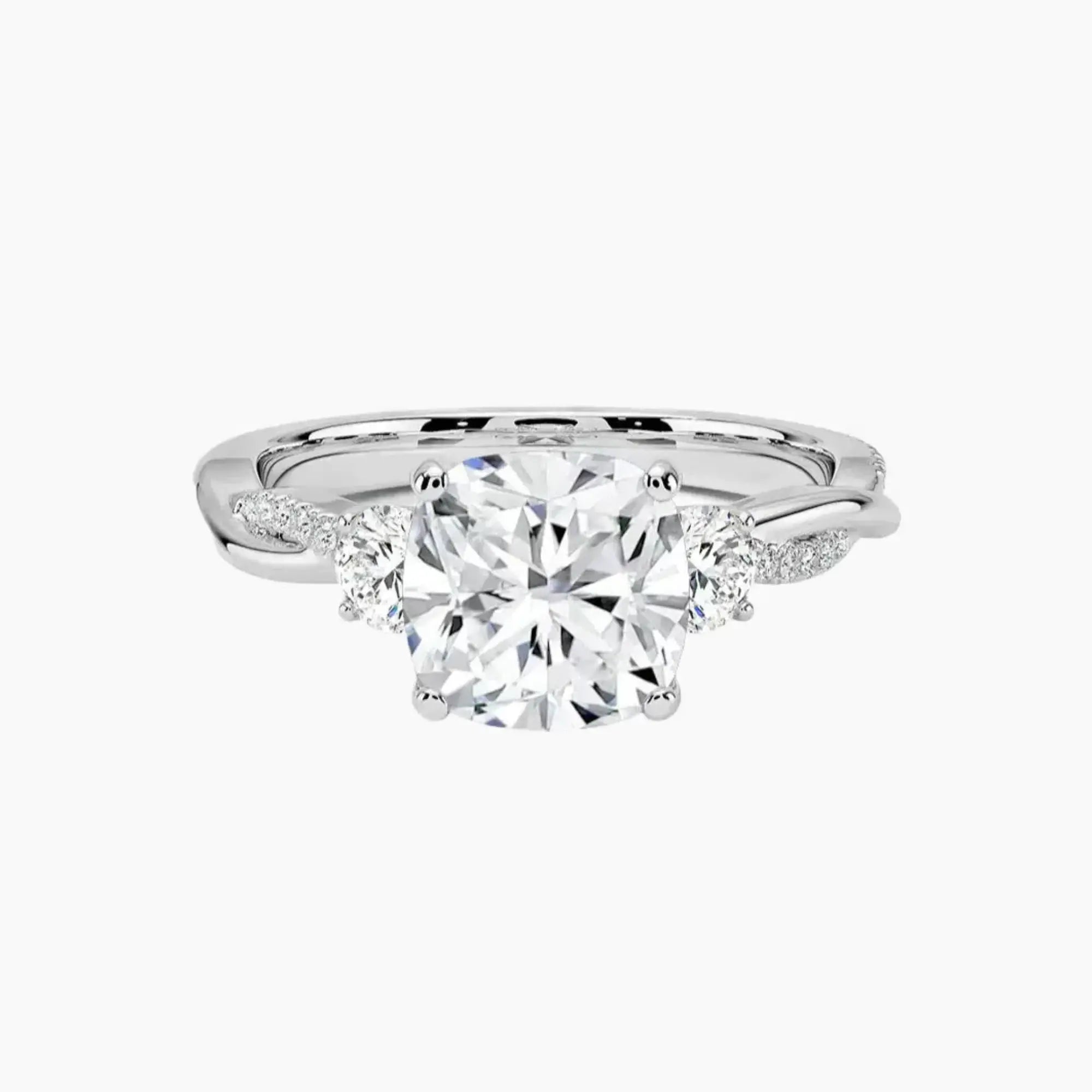 OBSER620 - Calista Three Stone Cushion Twisted engagement ring setting view 1