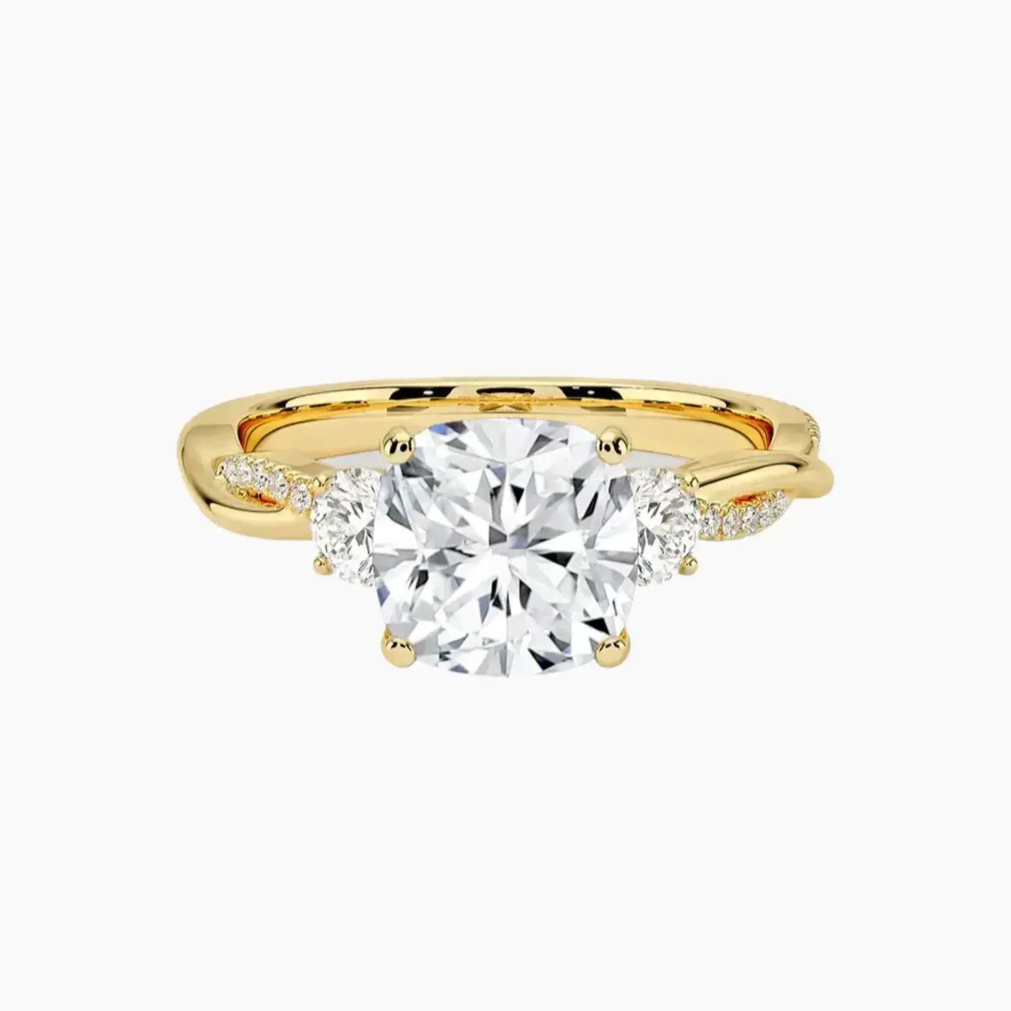 OBSER620 - Calista Three Stone Cushion Twisted engagement ring setting view 7