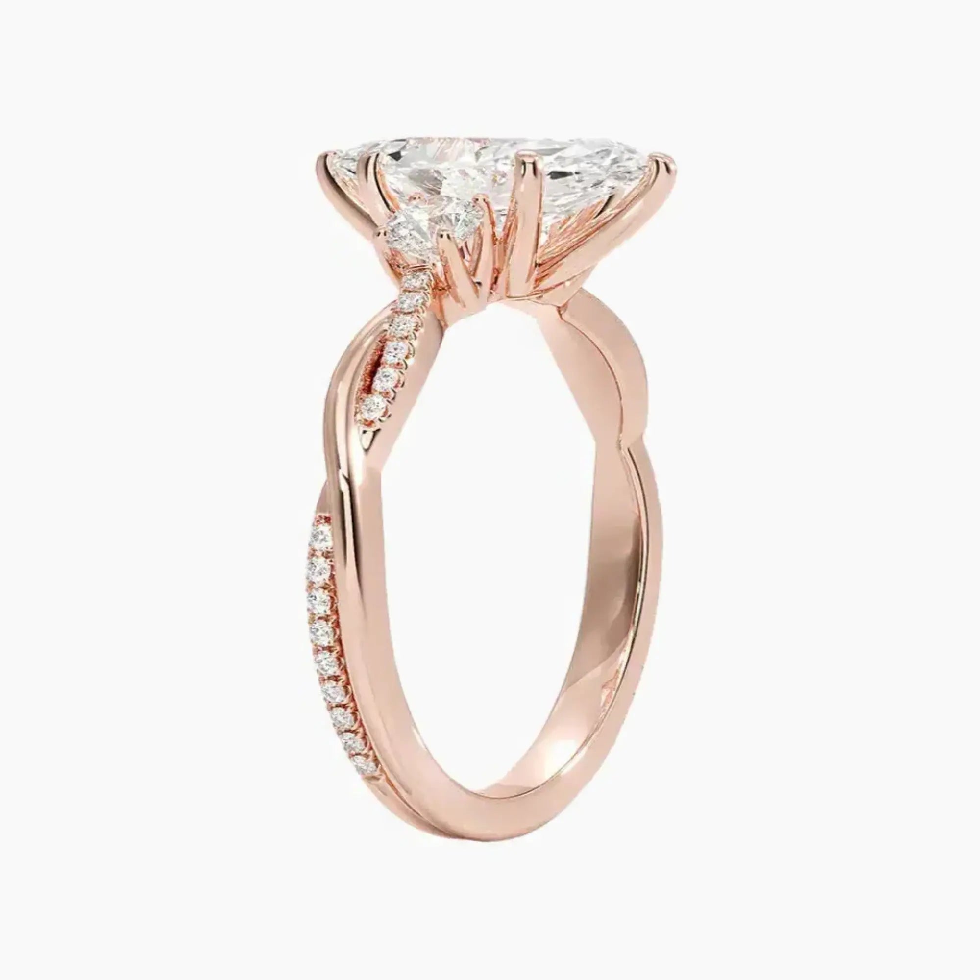 OBSER105 - Calista Three Stone Marquise Twisted engagement ring setting view 5