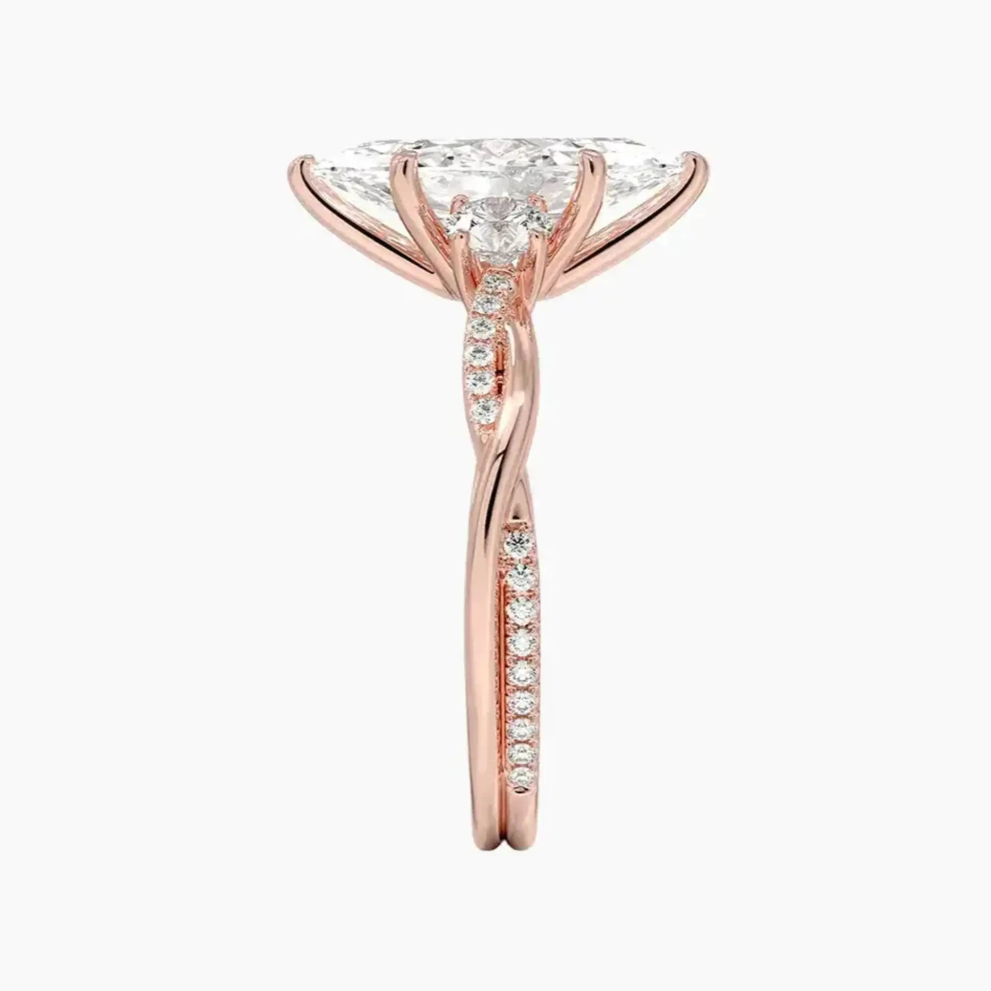 OBSER105 - Calista Three Stone Marquise Twisted engagement ring setting view 6