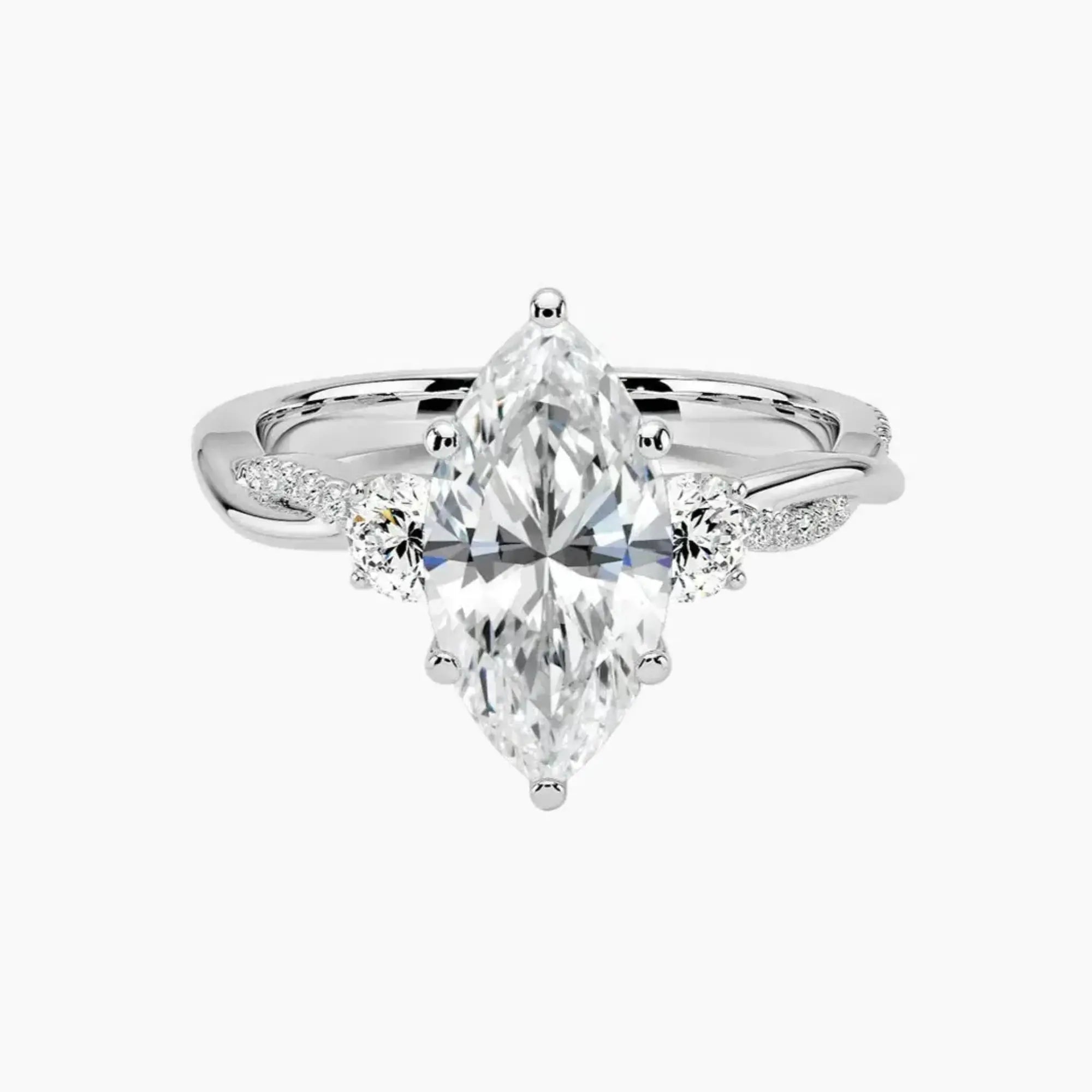 OBSER105 - Calista Three Stone Marquise Twisted engagement ring setting view 1