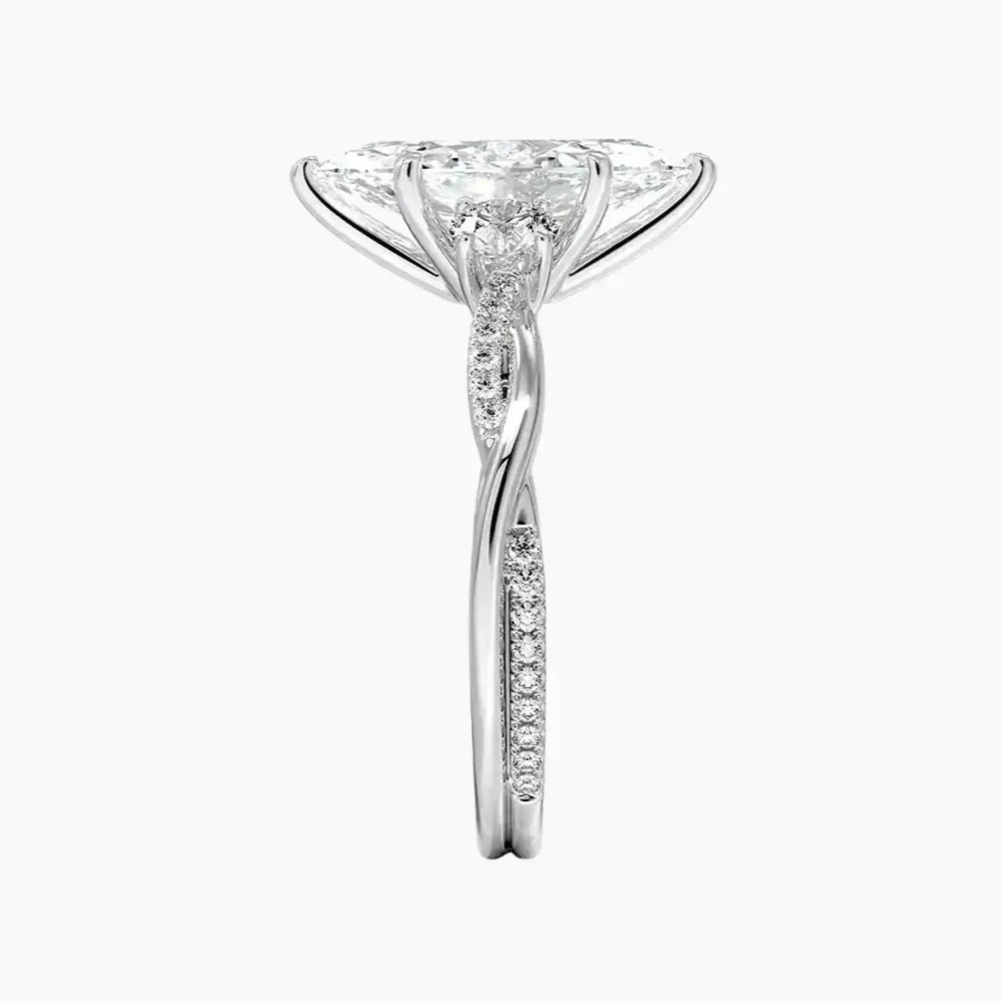 OBSER105 - Calista Three Stone Marquise Twisted engagement ring setting view 3