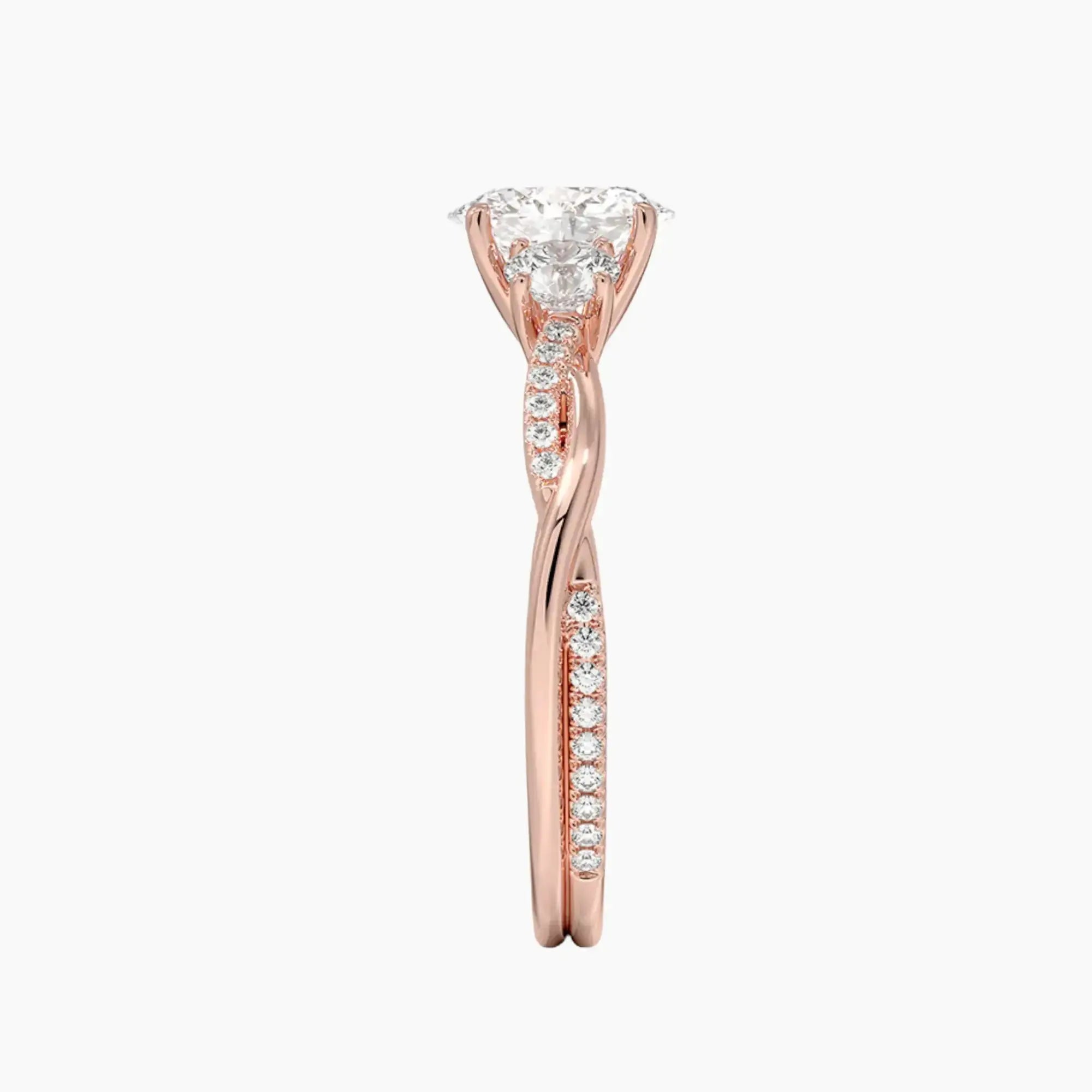 OBSER037 - Calista Three Stone Oval Twisted engagement ring setting view 6