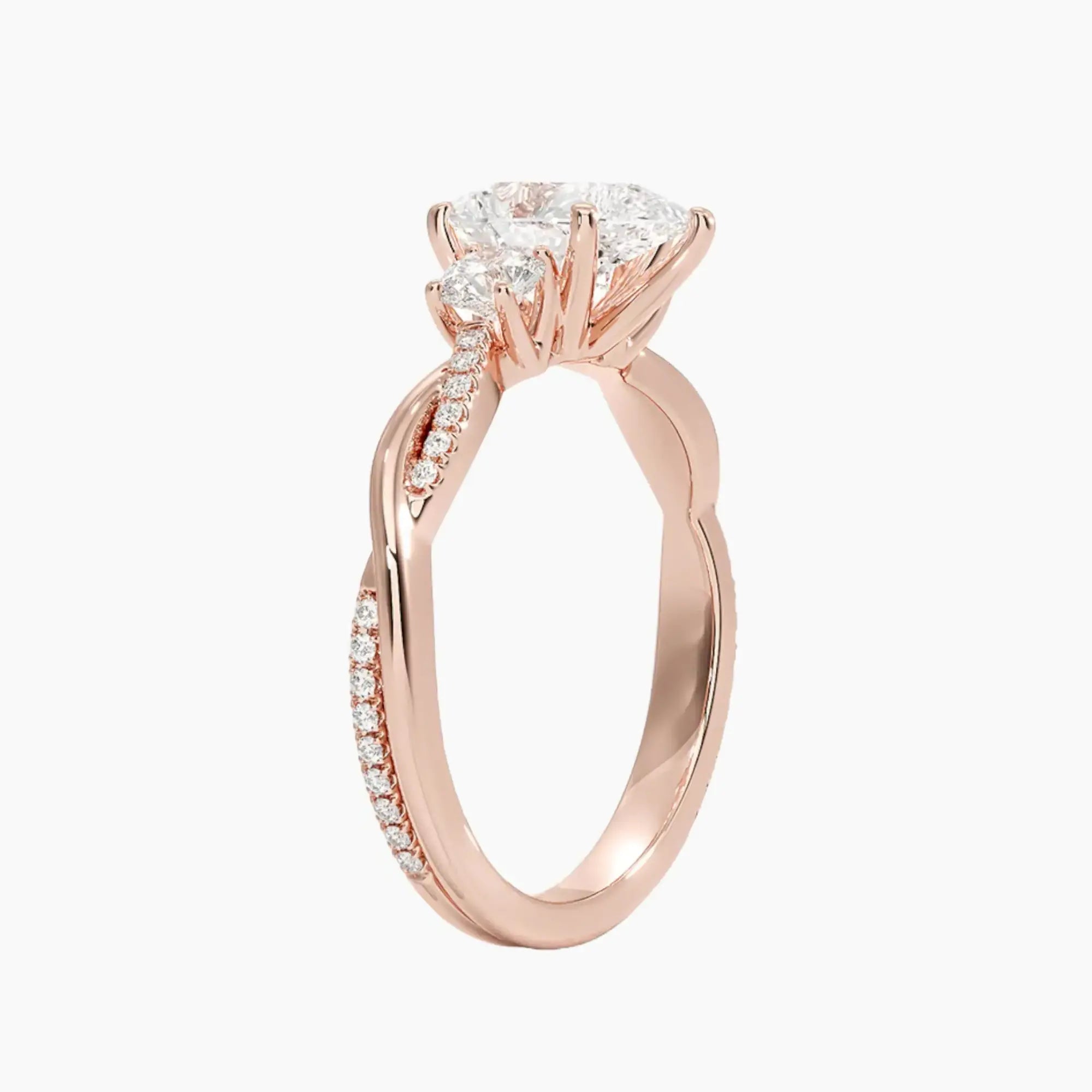 OBSER619 - Calista Three Stone Pear Twisted engagement ring setting view 5