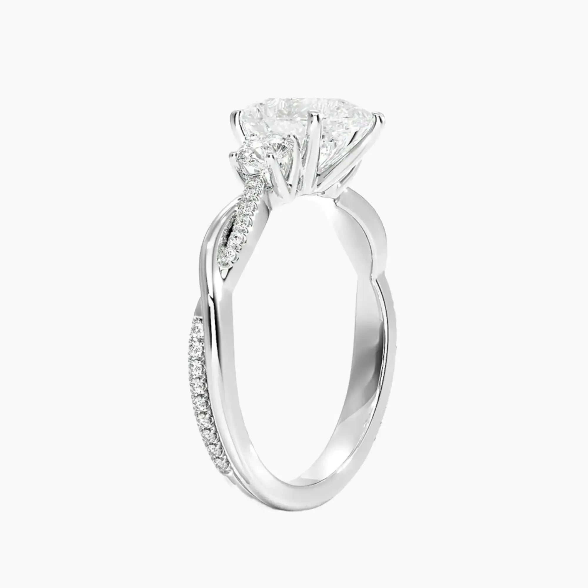 OBSER619 - Calista Three Stone Pear Twisted engagement ring setting view 2