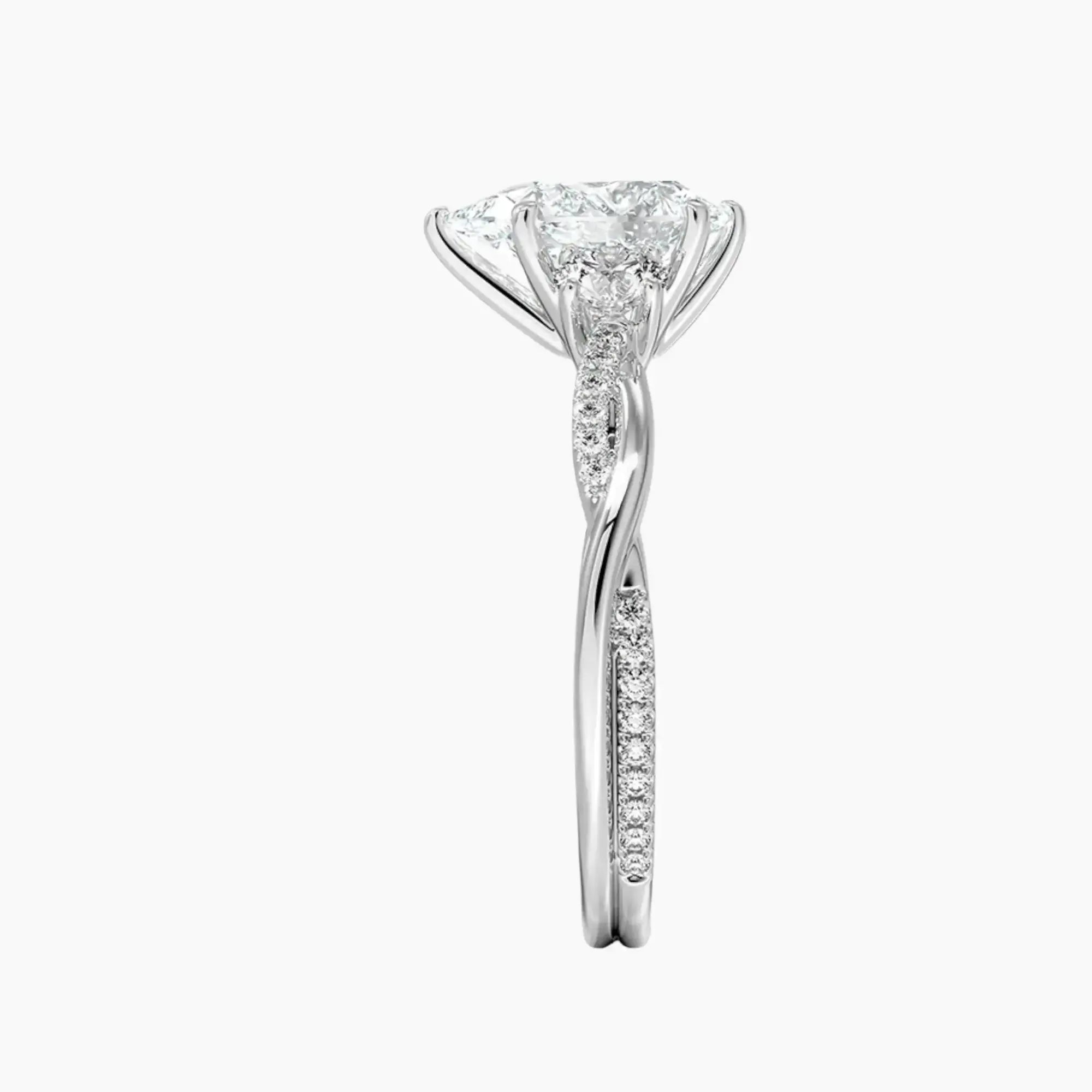 OBSER619 - Calista Three Stone Pear Twisted engagement ring setting view 3