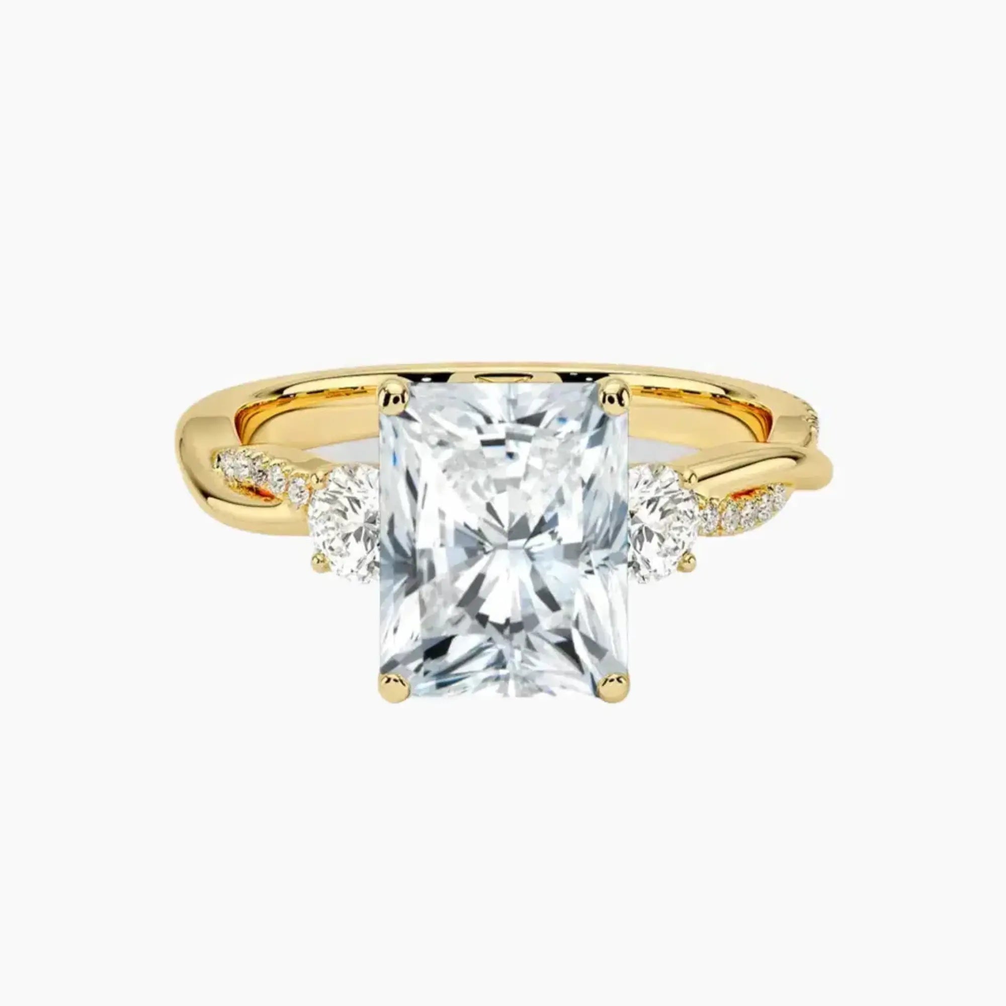 OBSER615 - Calista Three Stone Radiant Twisted engagement ring setting view 7