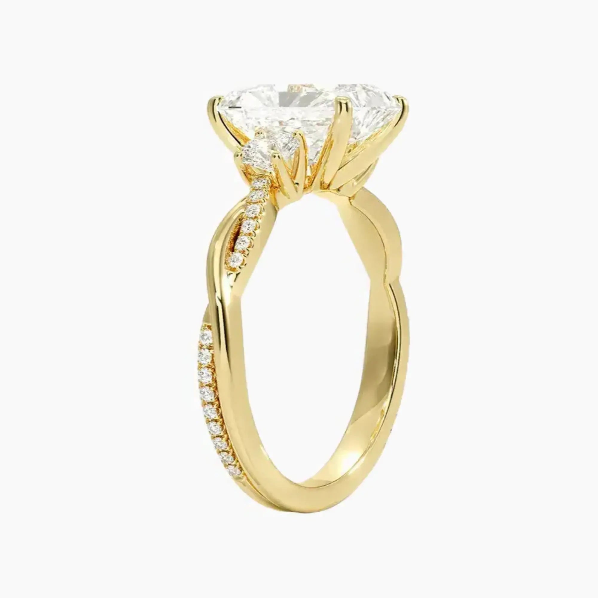 OBSER615 - Calista Three Stone Radiant Twisted engagement ring setting view 8
