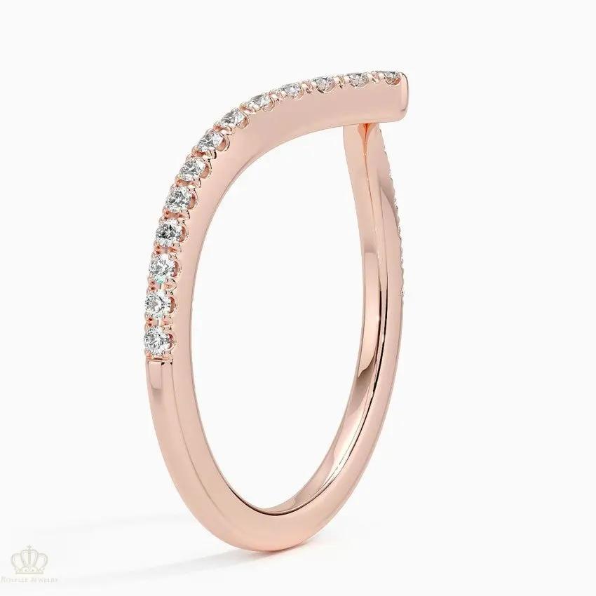 0.18CTW Elongated Luxe Flair Wedding Band Ring - LR61 Camélia™