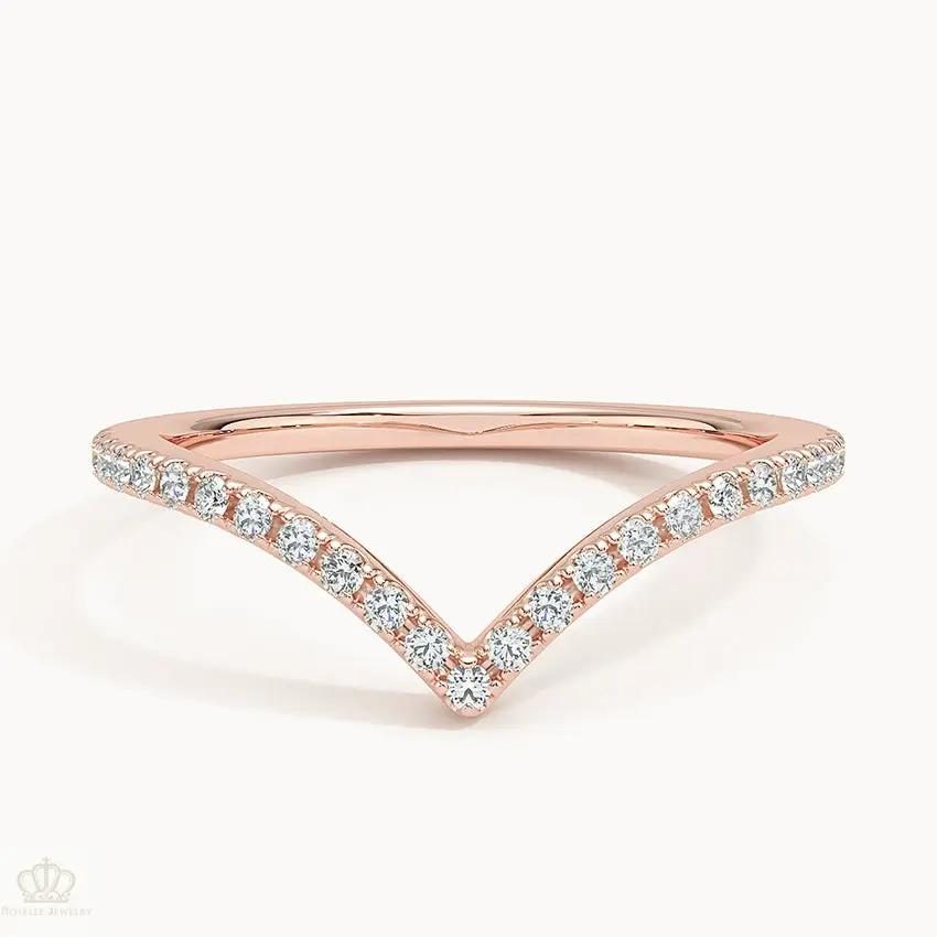 0.18CTW Elongated Luxe Flair Wedding Band Ring - LR61 Camélia™