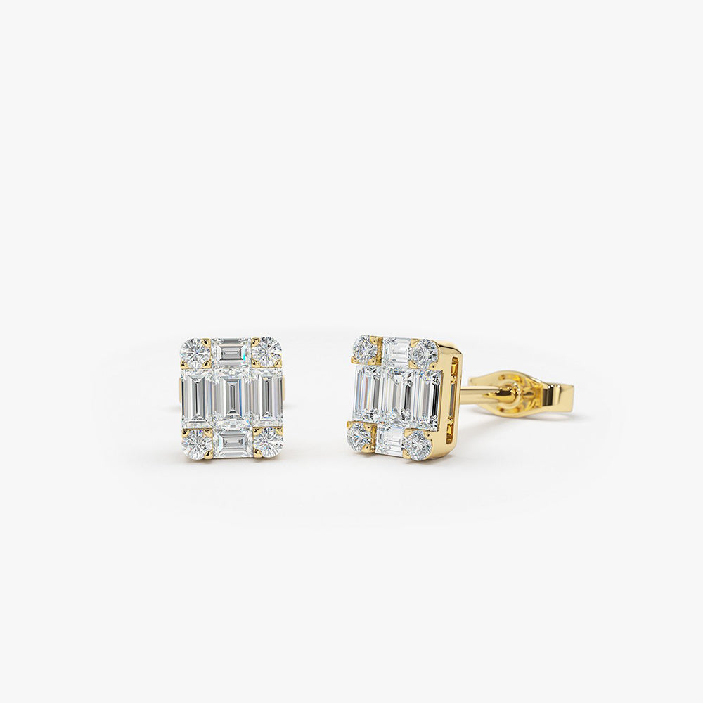 OBFJ1981 - 14k Mini Illusion Setting Baguette Studs 1