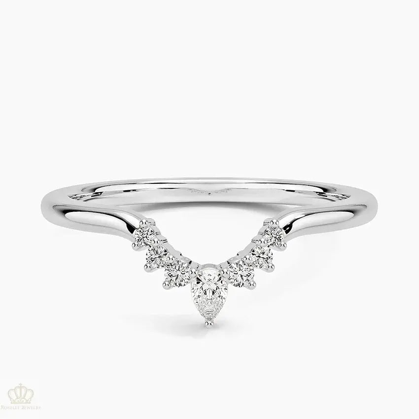 0.10CTW Lunette Diamond Wedding Band Ring - LR37 - Roselle Jewelry
