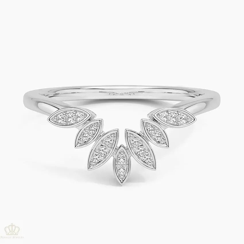 0.06CTW Petal Contour Wedding Band Ring - LR59 - Roselle Jewelry